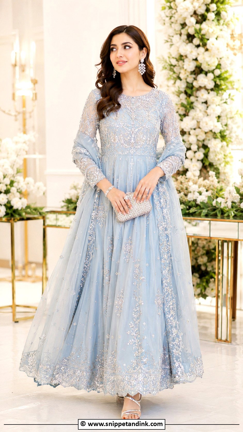 Powder Blue Maxi Barat Dress - Snippet and Ink - 30 Barat Dresses Pakistani for Sisters