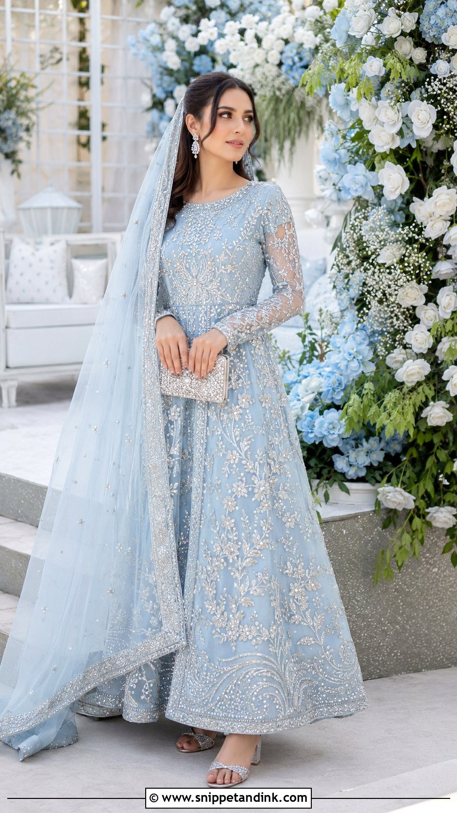 Powder Blue Maxi Nikkah Dress - Snippet and Ink - 20 Nikkah Wedding Dress Ideas
