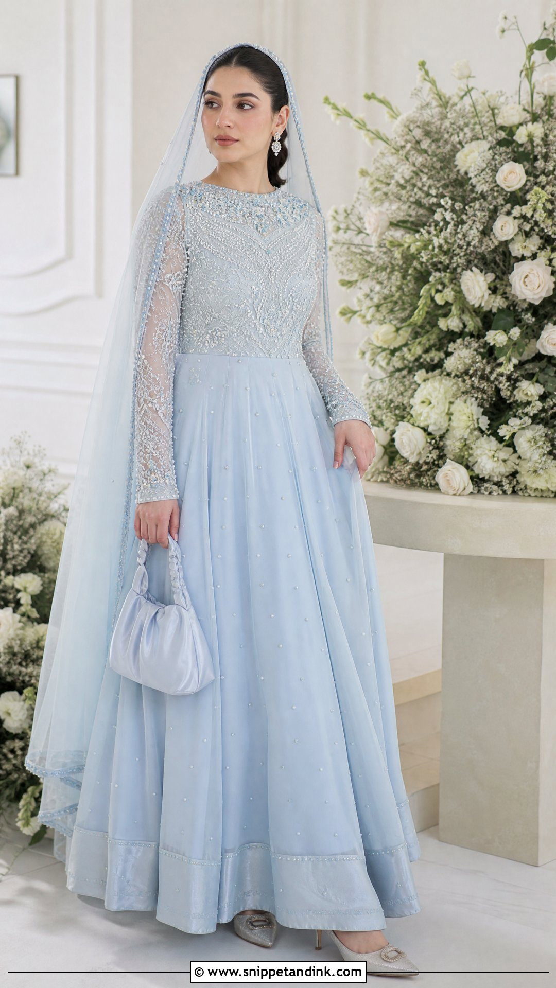 Powder Blue Maxi Nikkah Dress - Snippet and Ink - 20 Nikkah Inspo Dresses