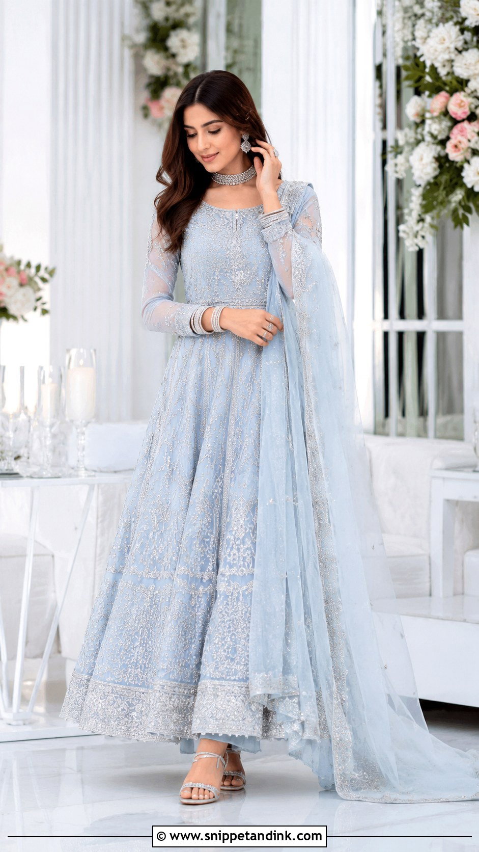Powder Blue Nikah Anarkali Outfit - Snippet and Ink - 25 Pakistani Nikah Outfit Ideas