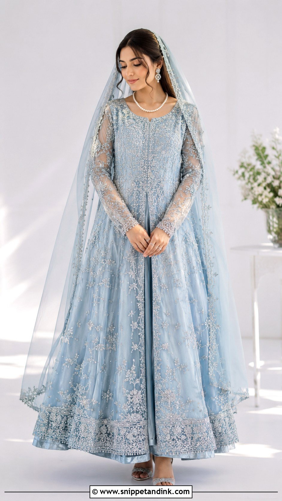 Powder Blue Nikah Gown Outfit - Snippet and Ink - 25 Nikha Outfits for Bride