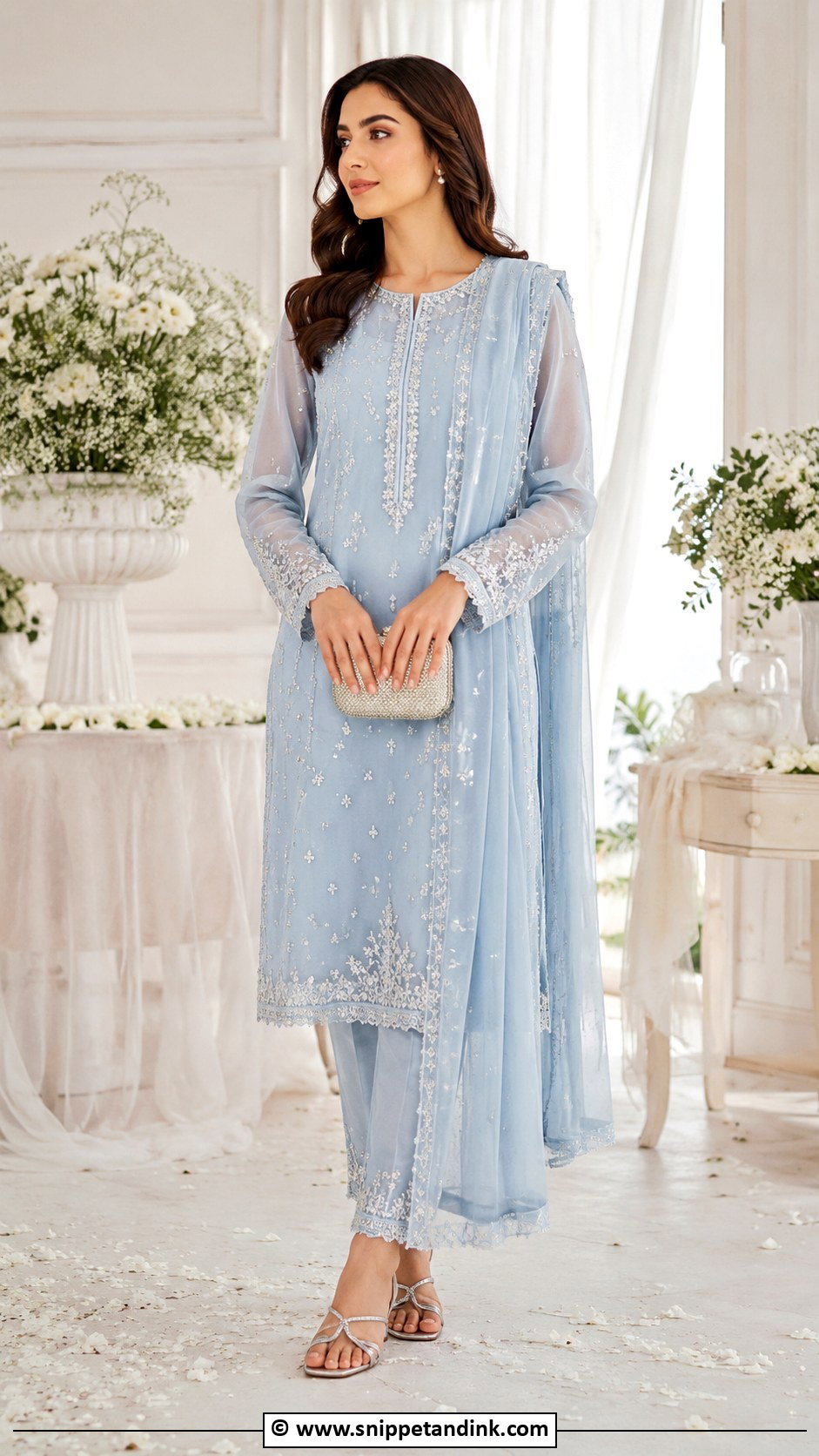 Powder Blue Nikah Salwar Kameez Outfit - Snippet and Ink - 35 Nikah Outfit Ideas