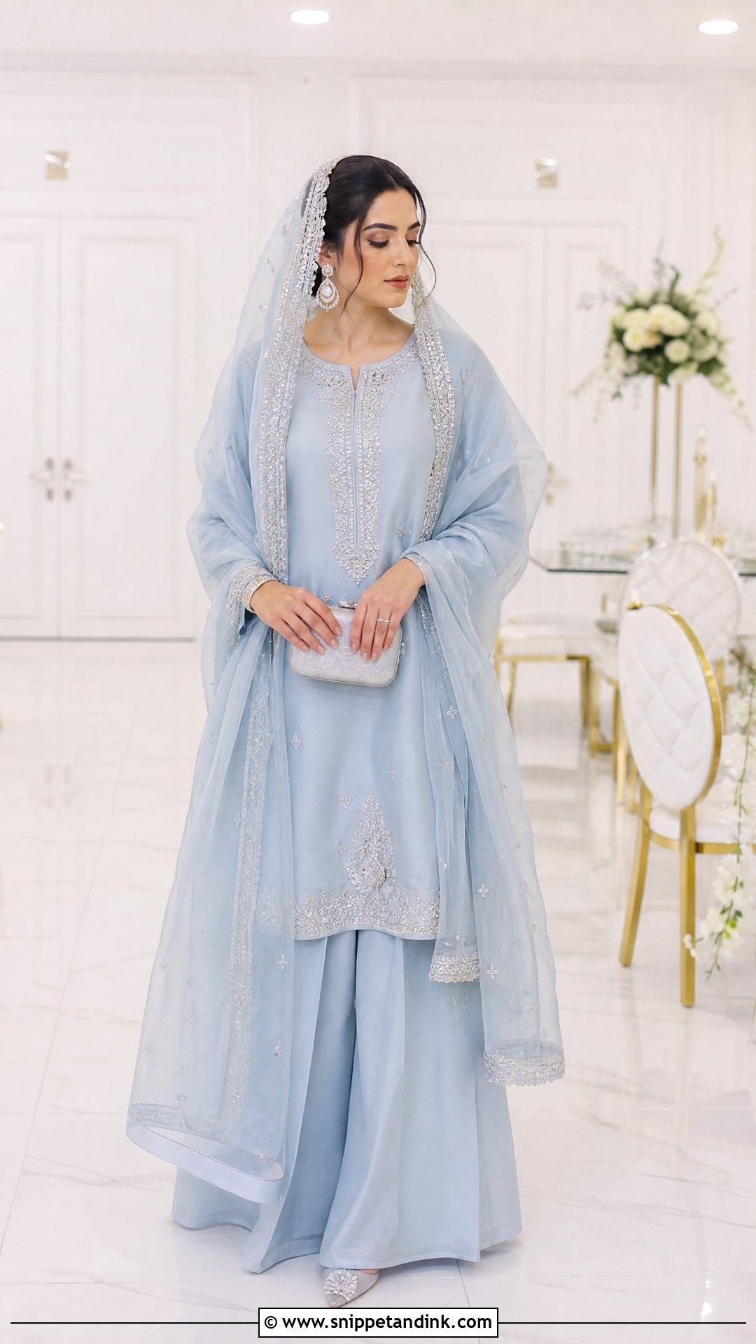 Powder Blue Nikkah Bride Outfit - Snippet and Ink - 20 Nikkah Bride Outfit Ideas