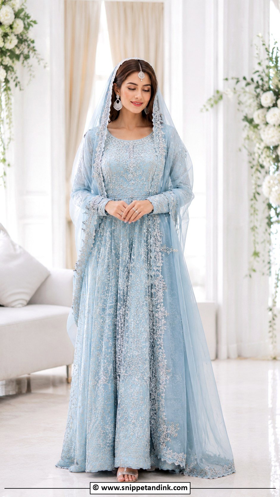 Powder Blue Nikkah Gown Outfit - Snippet and Ink - 35 Nikkah Dress Ideas