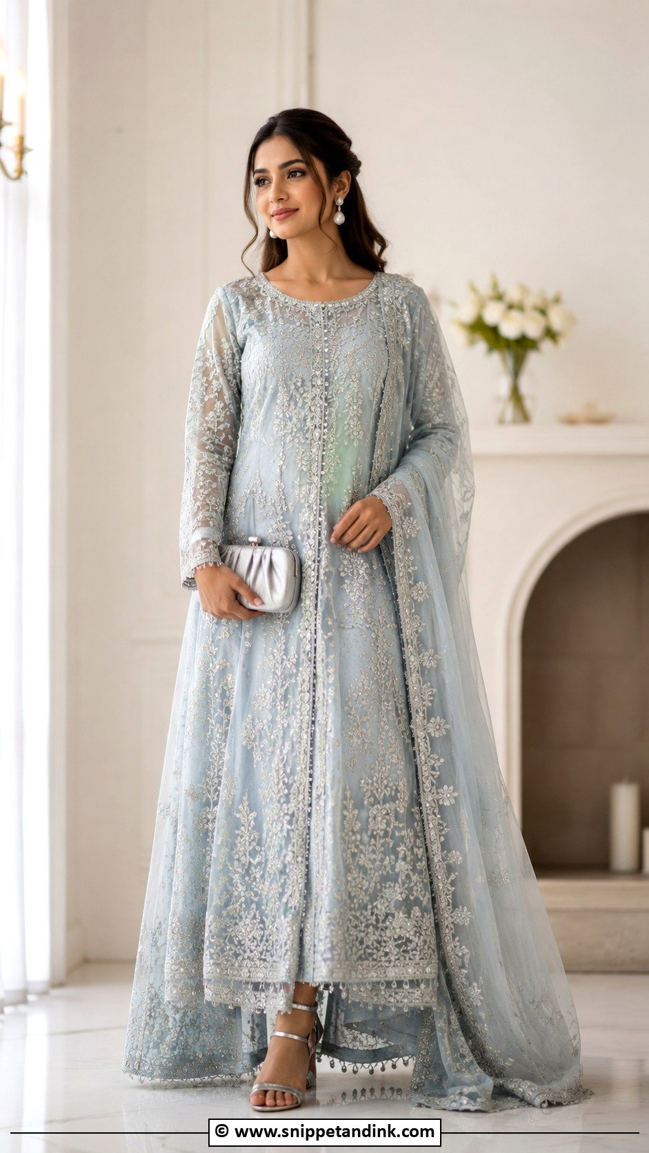 Powder Blue Nikkah Maxi Outfit - Snippet and Ink - 35 Nikkah Outfit Ideas