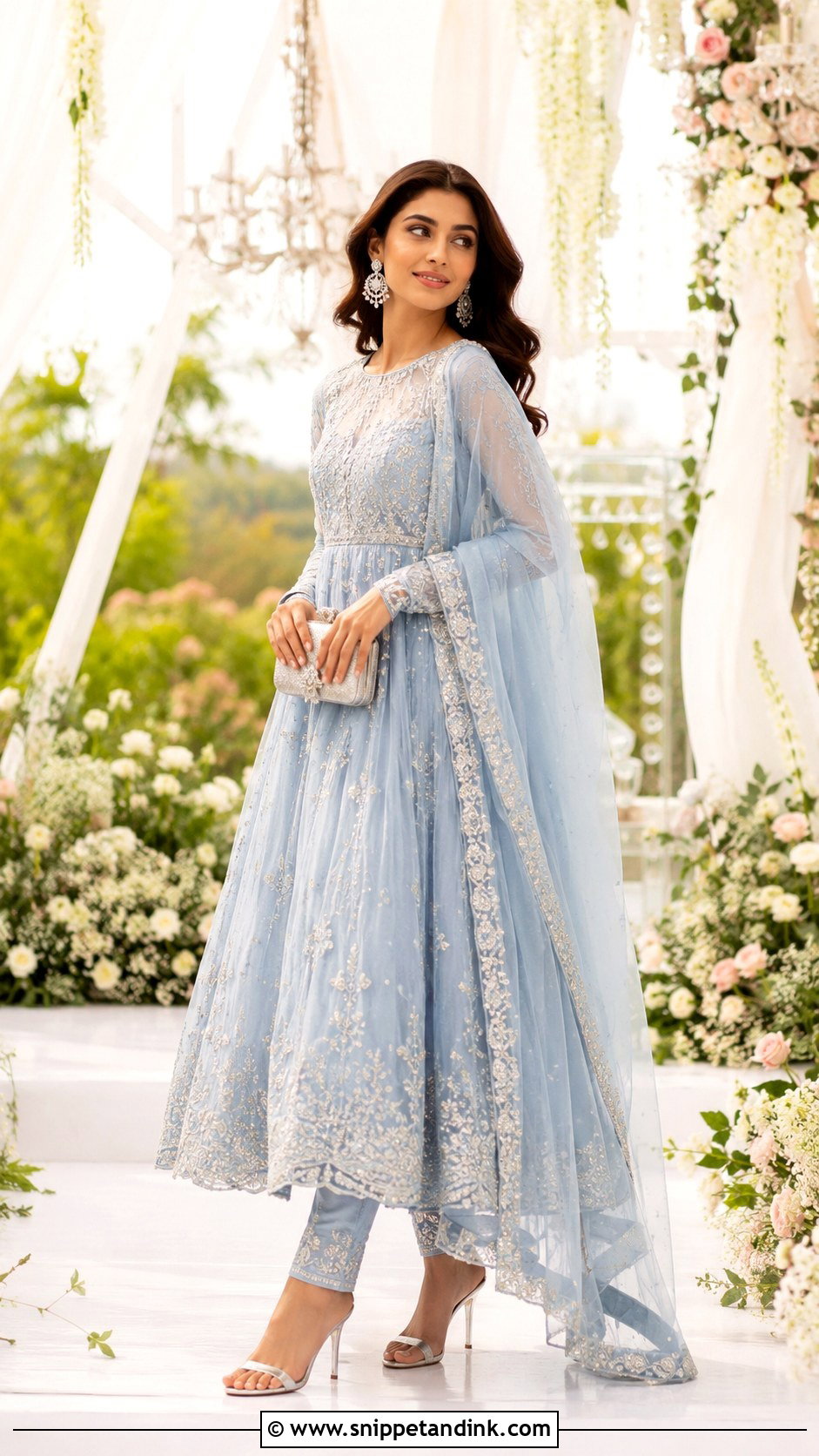 Powder Blue Organza Anarkali Suit - Snippet and Ink - 20 Anarkali Suit for Wedding Ideas