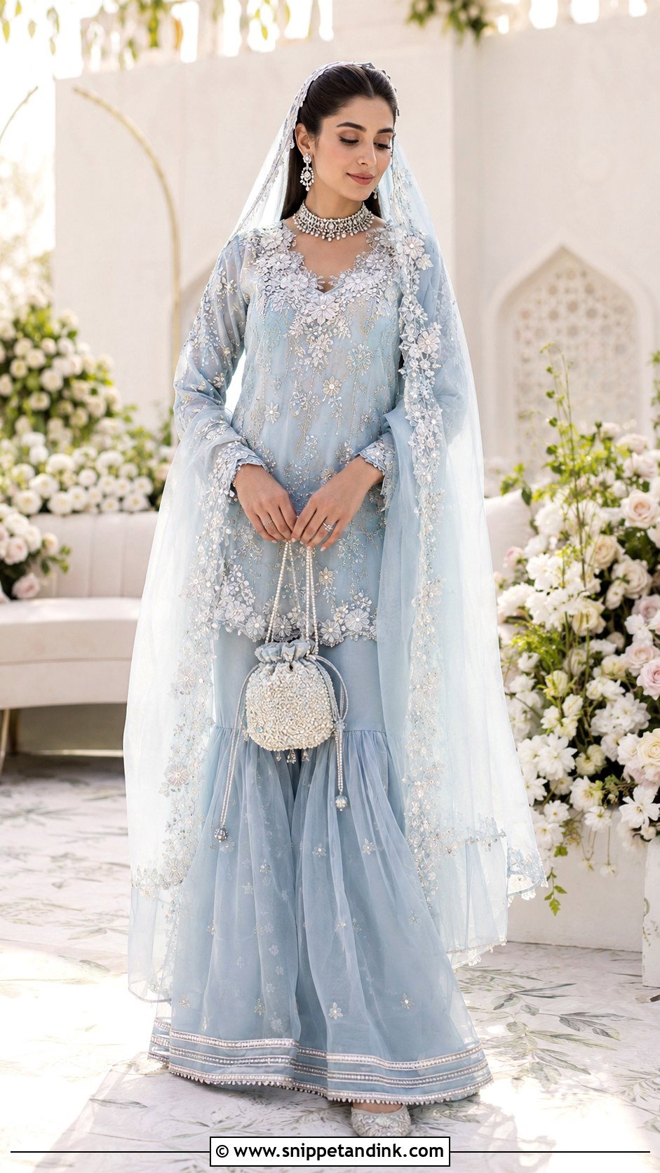 Powder Blue Organza Garara Bridal Dress - Snippet and Ink - 20 Garara Bridal Dress Ideas