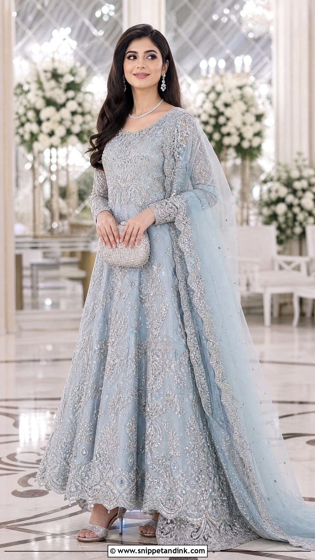 Powder Blue Pakistani Bridal Gown - Snippet and Ink - 20 Pakistani Bridal Gowns
