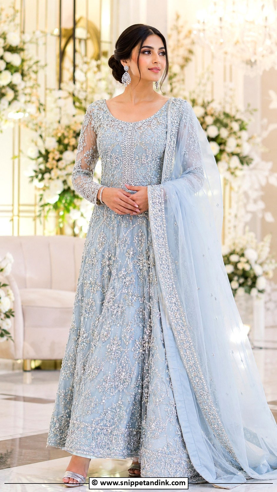 Powder Blue Pakistani Bridal Gown - Snippet and Ink - 35 Pakistani Bridal Wear Ideas
