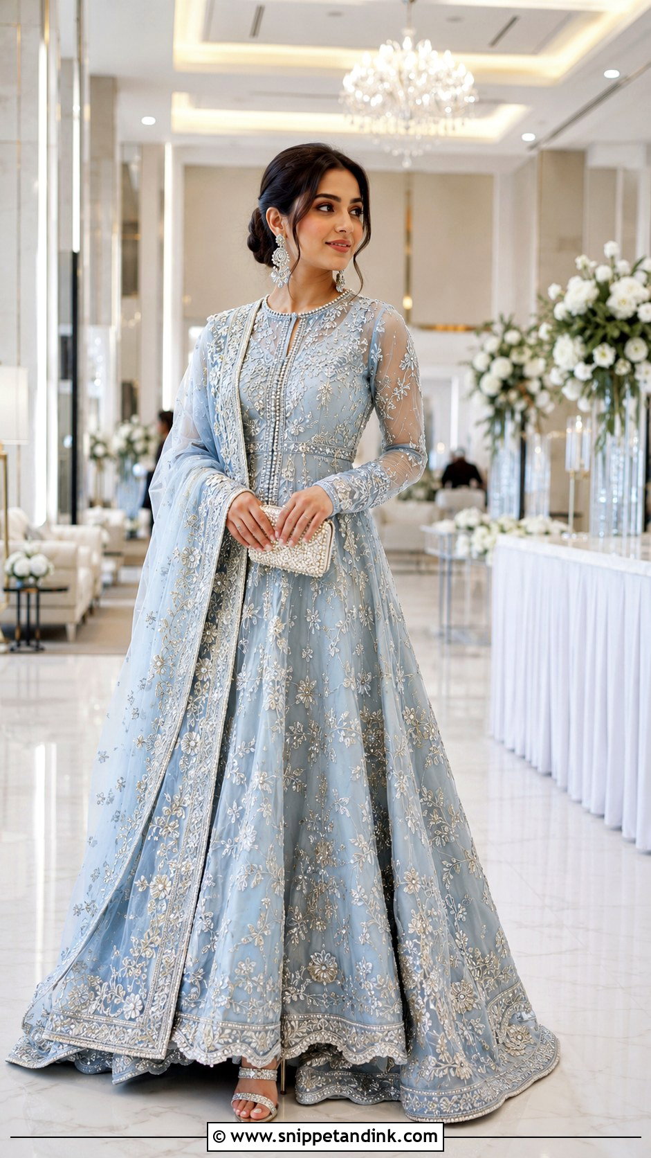 Powder Blue Pakistani Bridal Maxi - Snippet and Ink - 20 New Pakistani Bridal Dresses