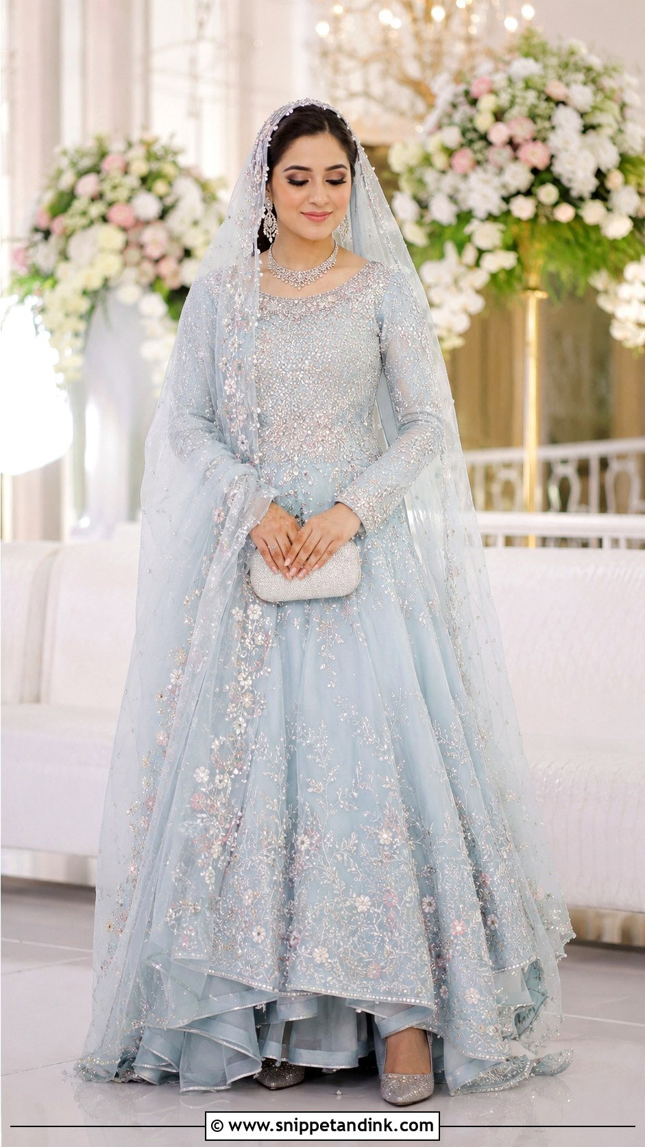 Powder Blue Pakistani Nikah Gown - Snippet and Ink - 20 Nikha Dresses Pakistani Bridal