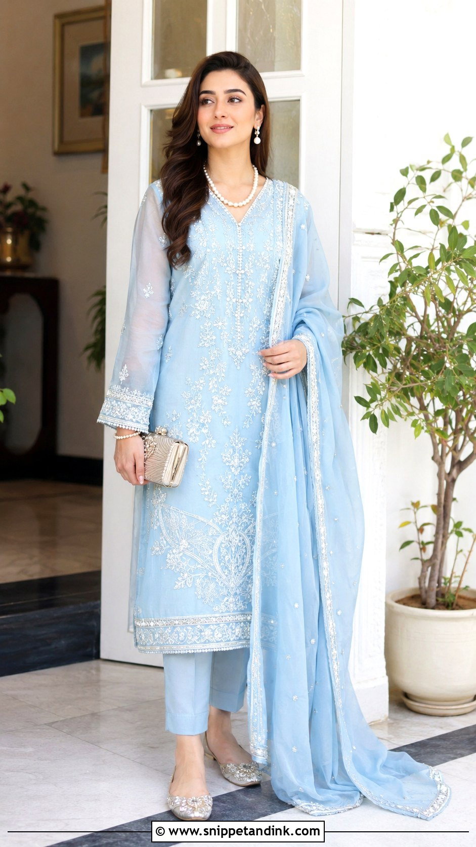 Powder Blue Pakistani Suit Outfit - Snippet and Ink - 30 Eid Mubarak Outfit Ideas