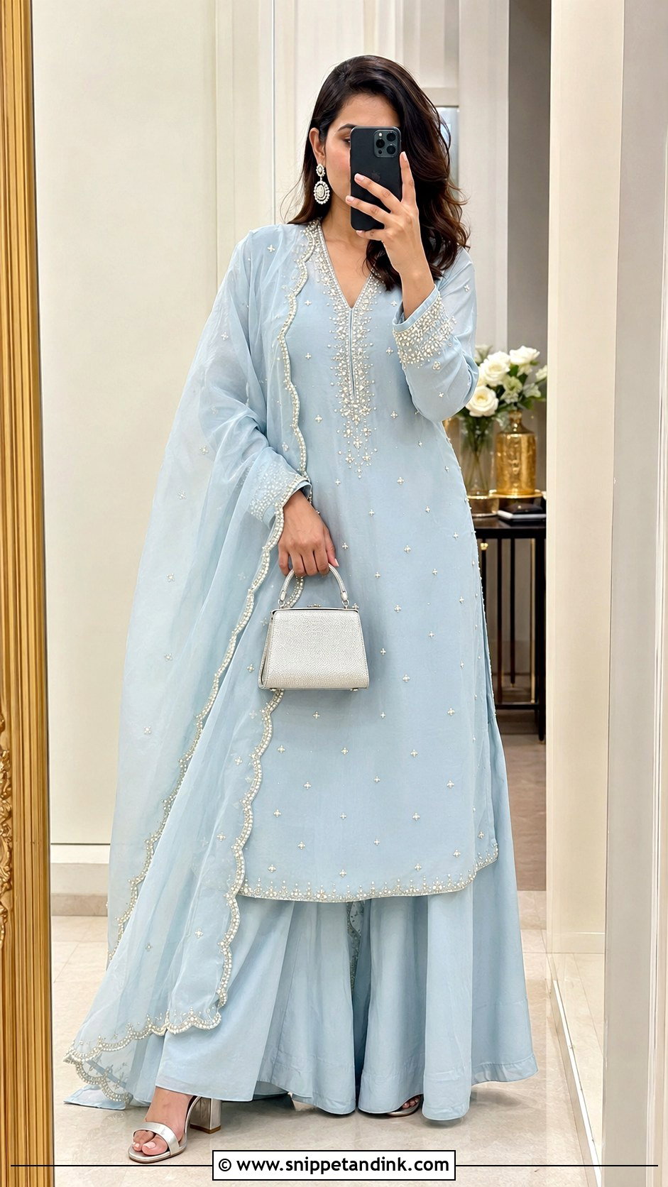 Powder Blue Palazzo Suit For Indian Wedding - Snippet and Ink - 20 Blue Indian Wedding Dress Ideas