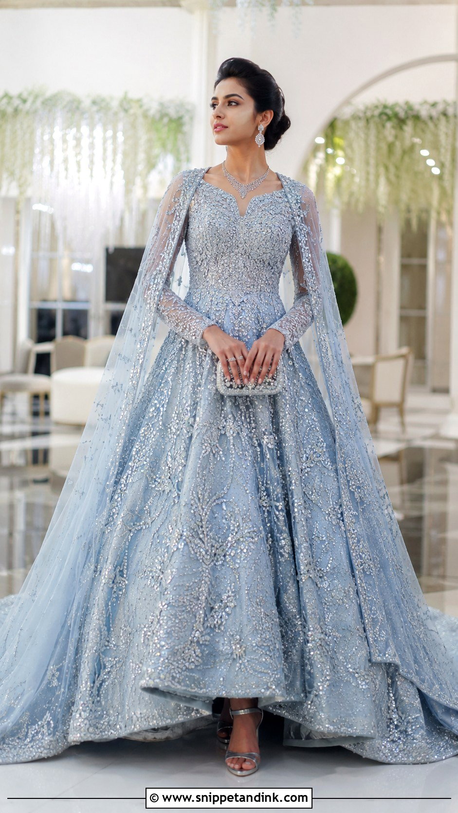 Powder Blue Reception Gown Haris Shakeel Bridal Dress - Snippet and Ink - 20 Haris Shakeel Bridal Dresses