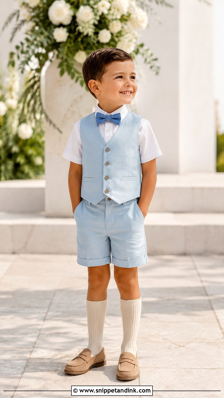 Powder Blue Ring Bearer Shorts Outfit - Snippet and Ink - 20 Blue Ring Bearer Outfit Ideas