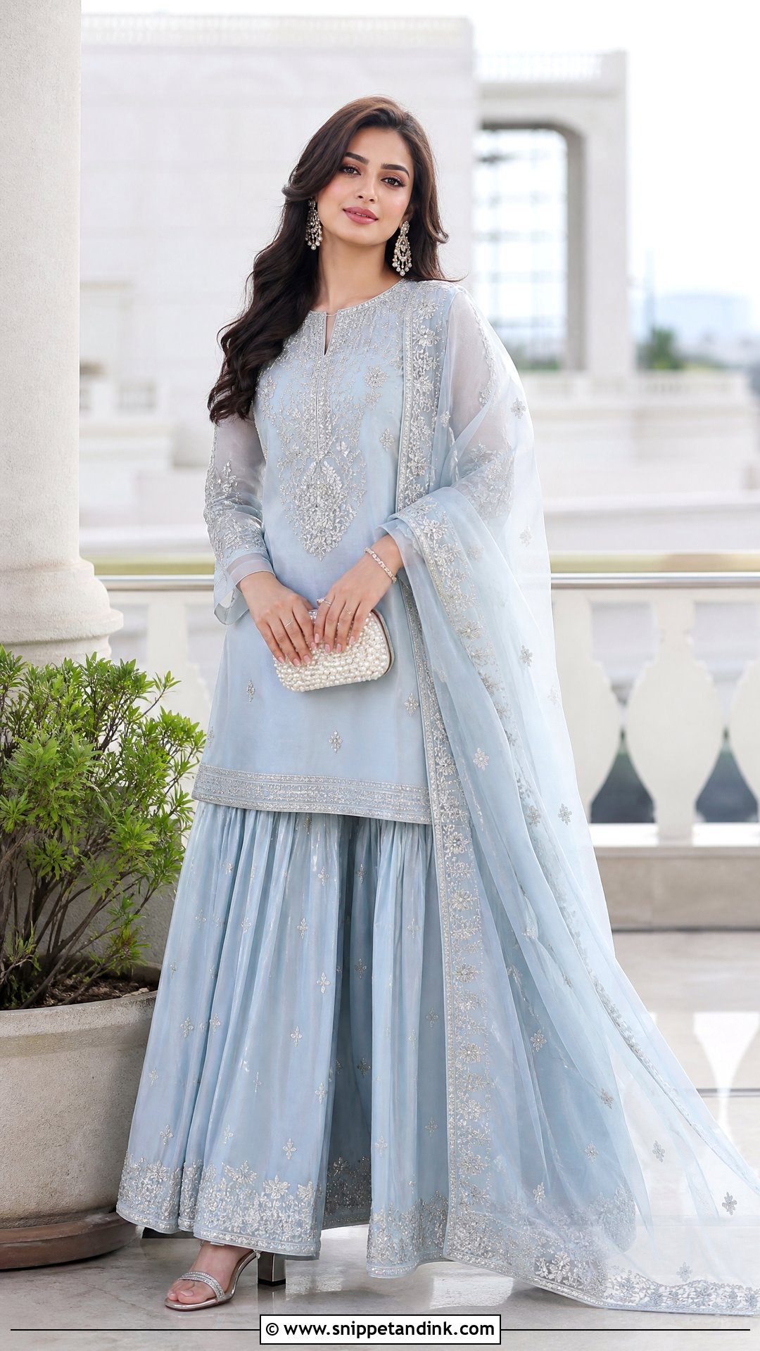 Powder Blue Sharara Ring Ceremony Dress - Snippet and Ink - 25 Ring Ceremony Dress Ideas