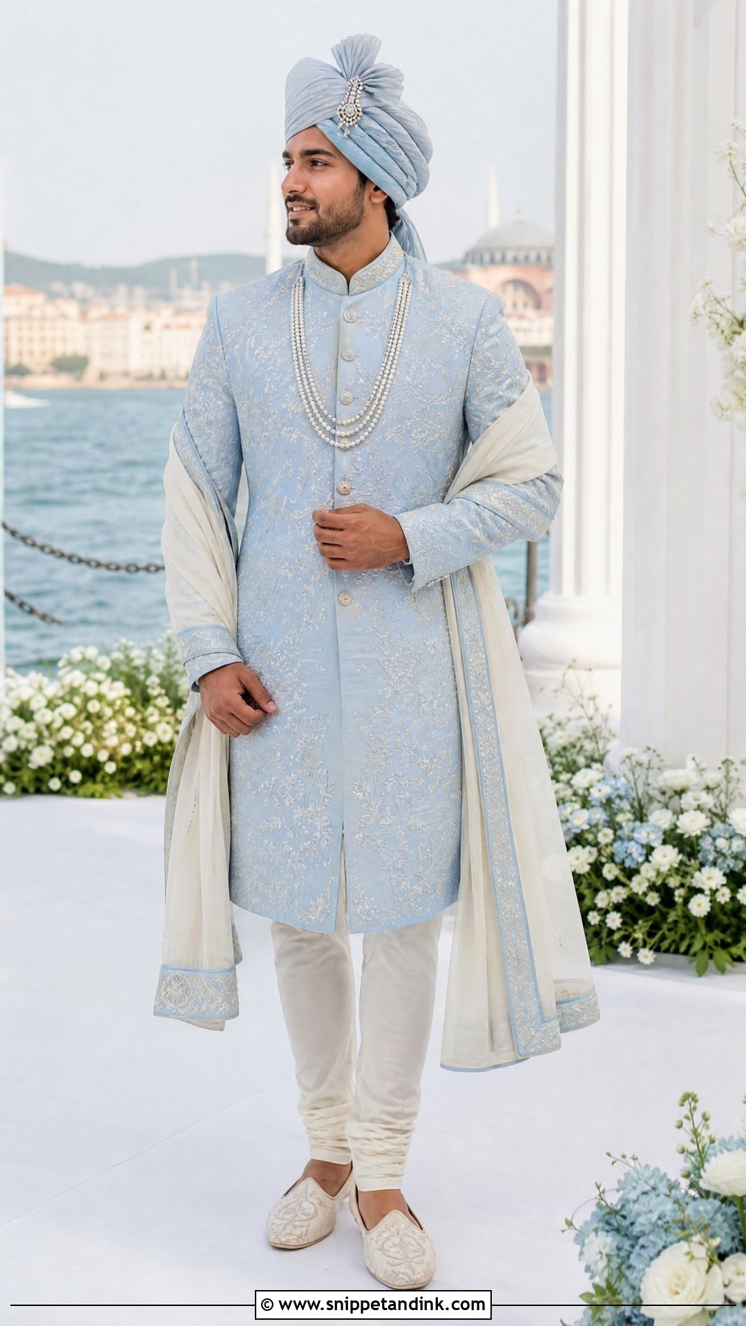 Powder Blue Sherwani - Snippet and Ink - 20 Sherwani for Wedding Ideas