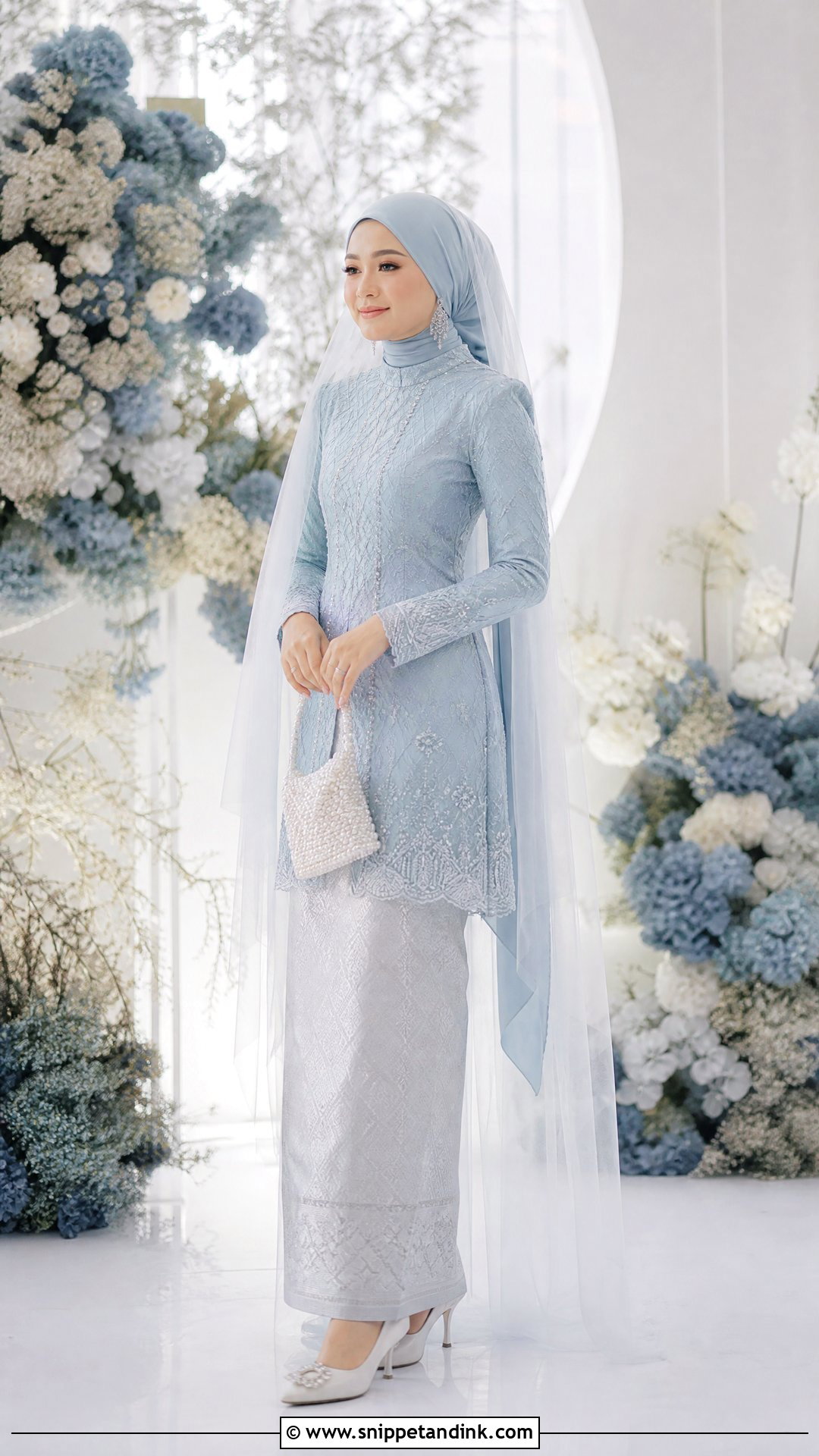 Powder Blue Songket Kebaya - Snippet and Ink - 20 Wedding Songket Ideas