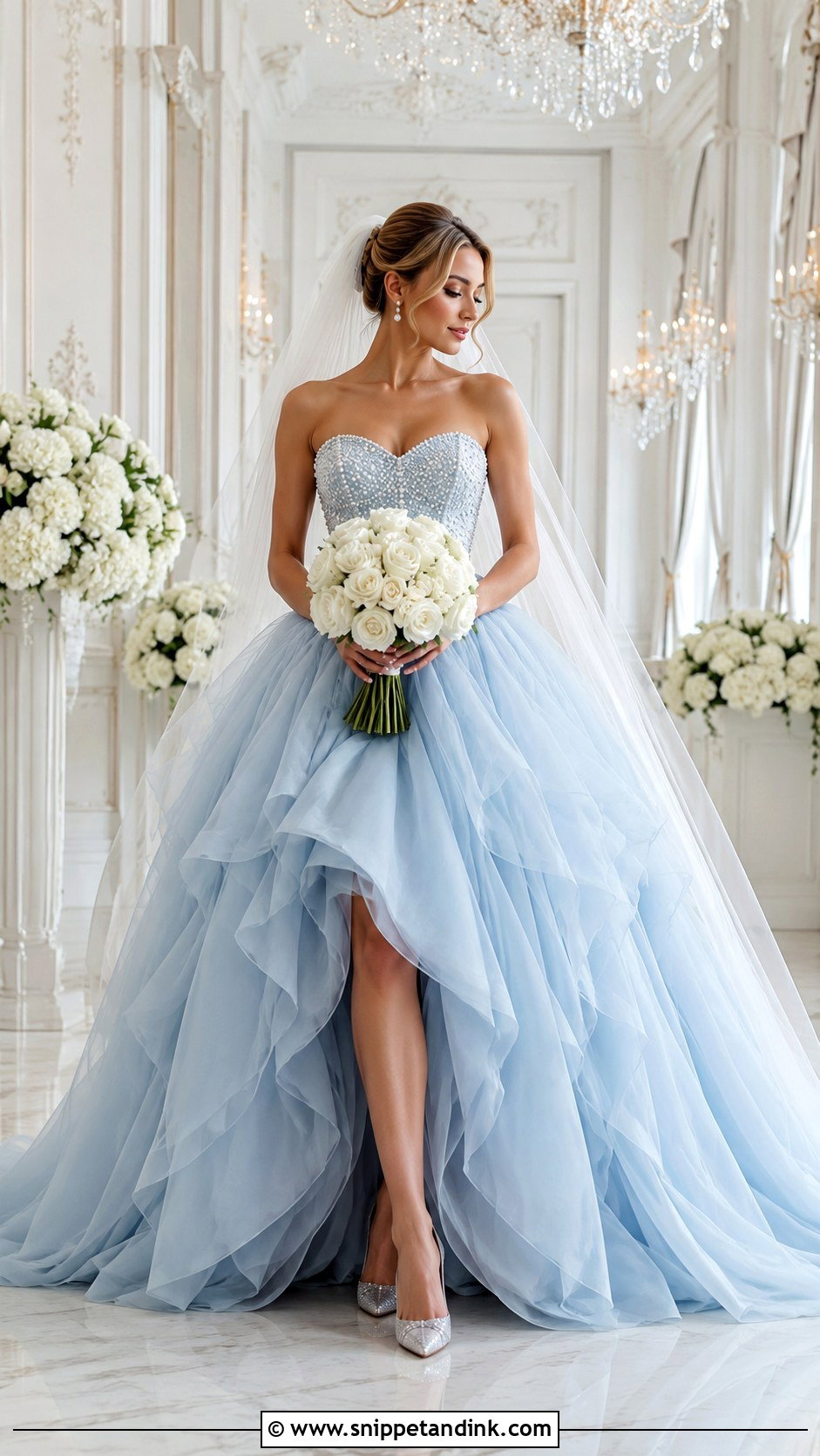 Powder Blue Tulle Bridal Ball Gown - Snippet and Ink - 20 Blue Bridal Ideas