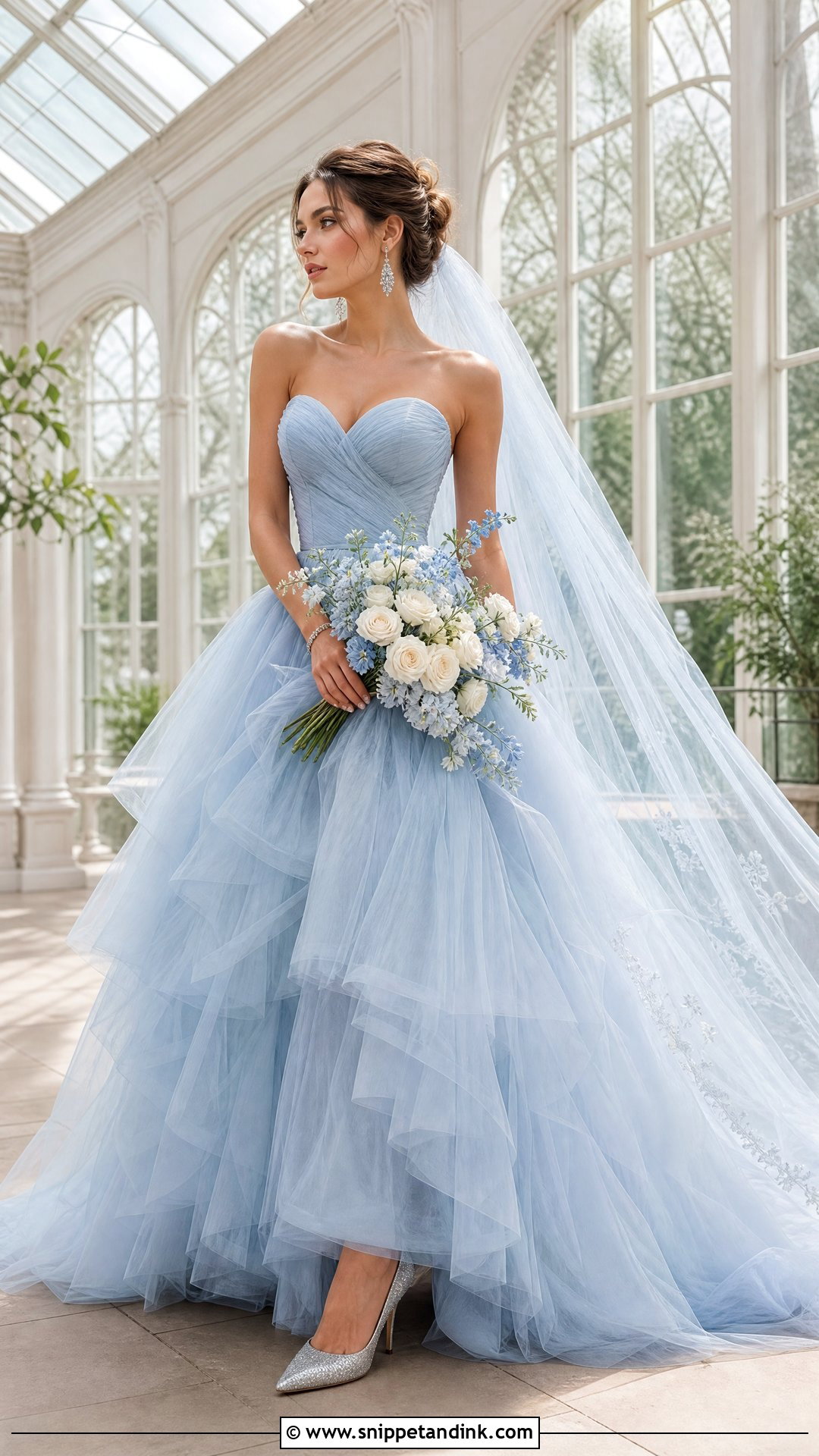 Powder Blue Tulle Bridal Dress - Snippet and Ink - 25 Blue Bridal Dress Ideas