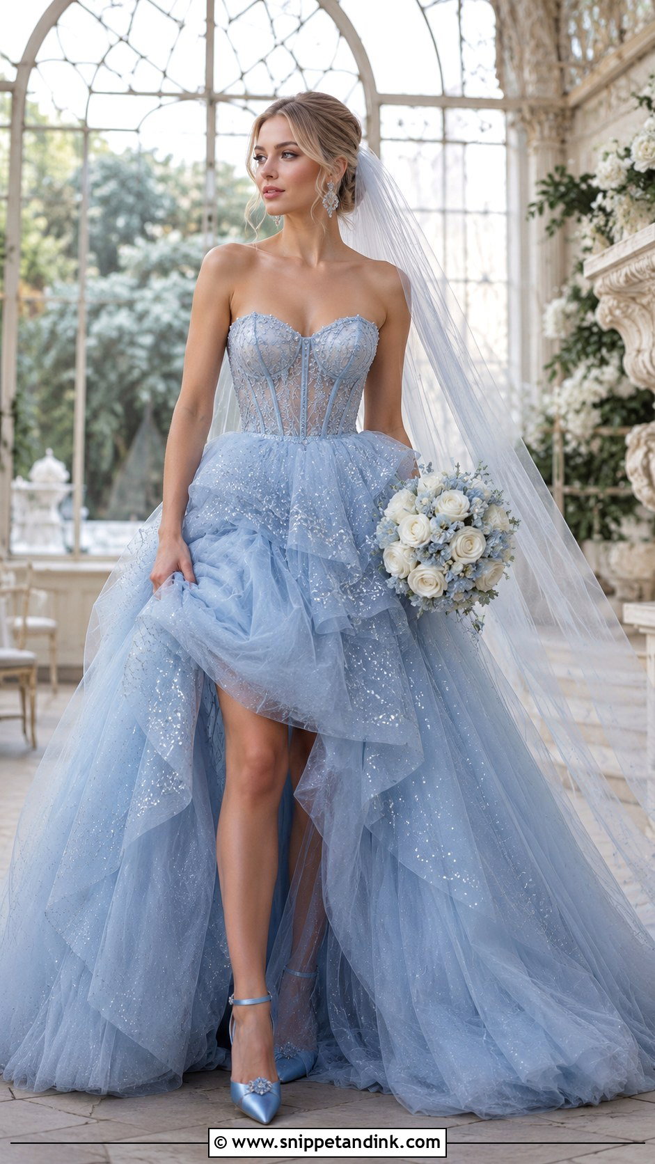 Powder Blue Tulle Cinderella Gown - Snippet and Ink - 20 Cinderella Gown Wedding Ideas