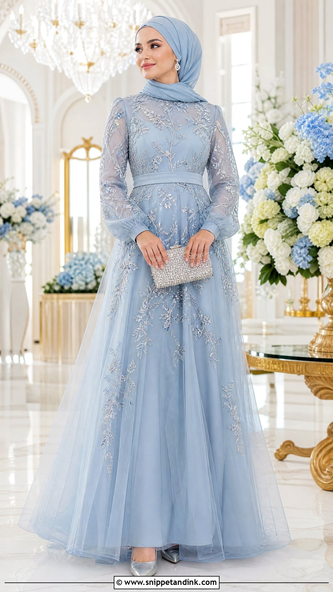 Powder Blue Tulle Hijab Formal Dress - Snippet and Ink - 25 Hijab Formal Dress Ideas