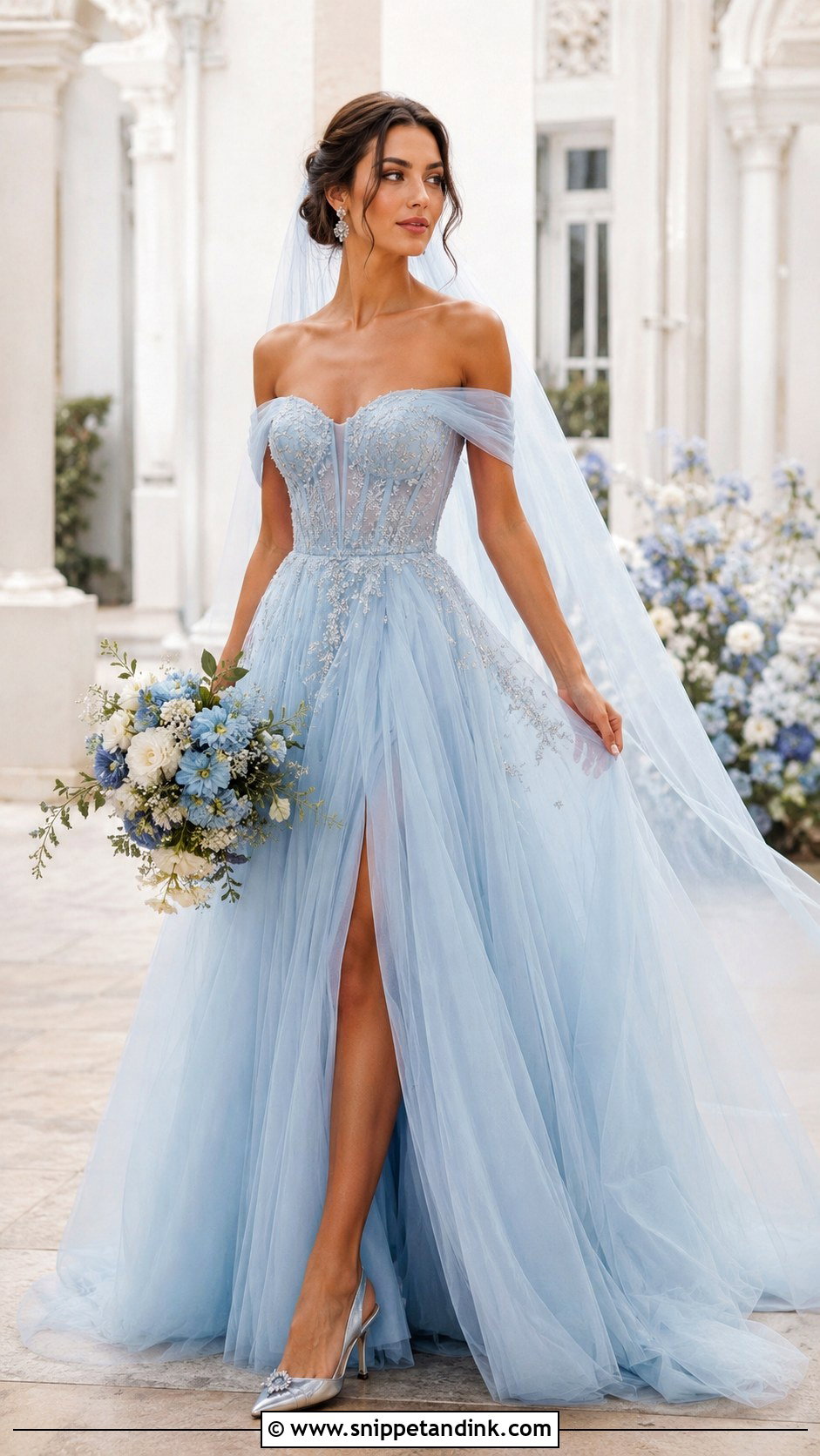 Powder Blue Tulle Wedding Dress - Snippet and Ink - 20 Colour Wedding Dress Ideas