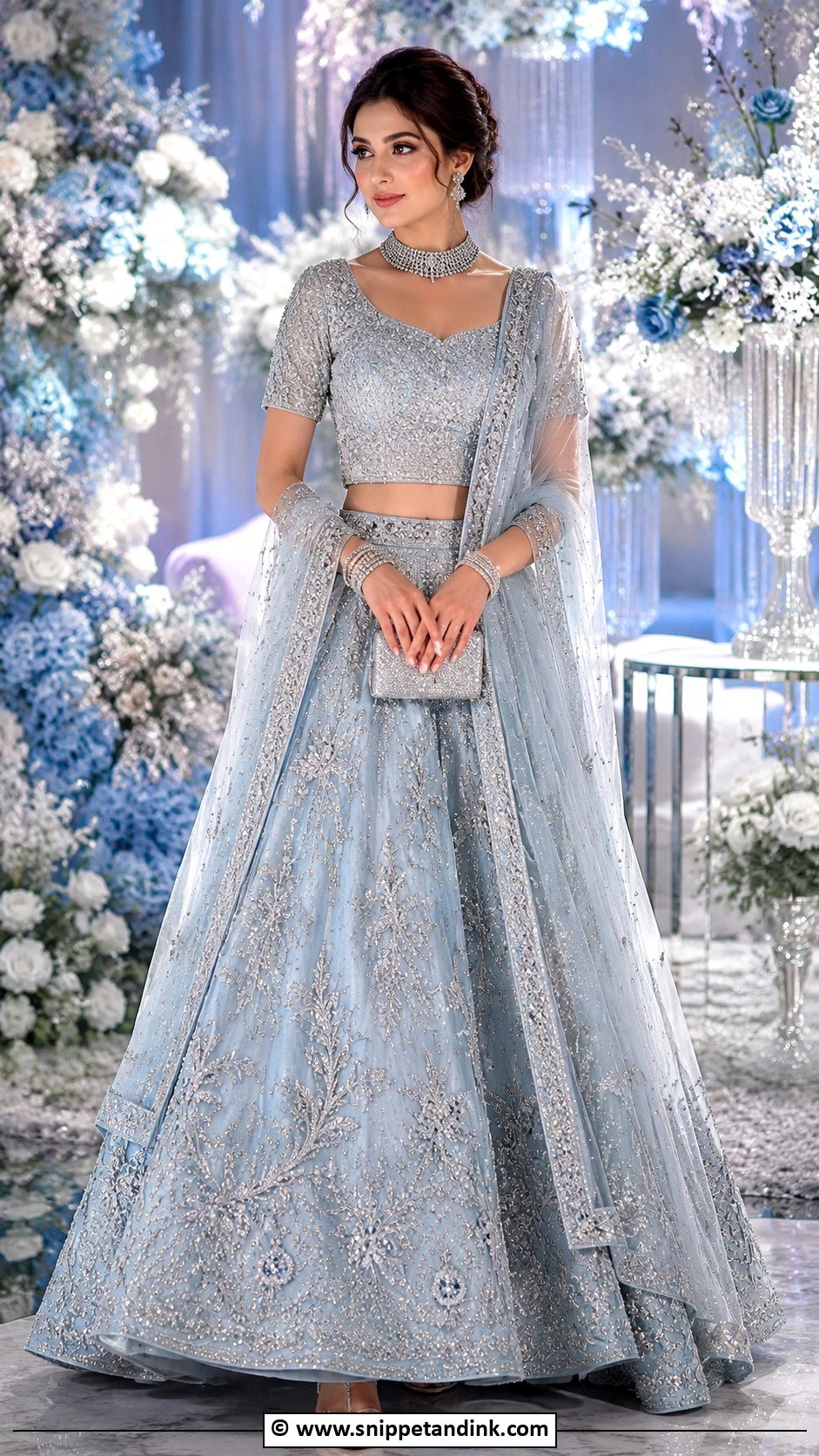 Powder Blue Valima Bridal Lehenga - Snippet and Ink - 30 Valima Bridal Dress Pakistan Ideas