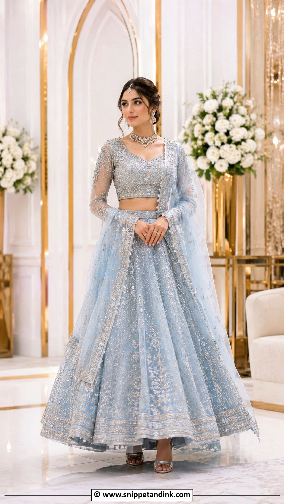 Powder Blue Valima Lehenga - Snippet and Ink - 25 Valima Dress Ideas