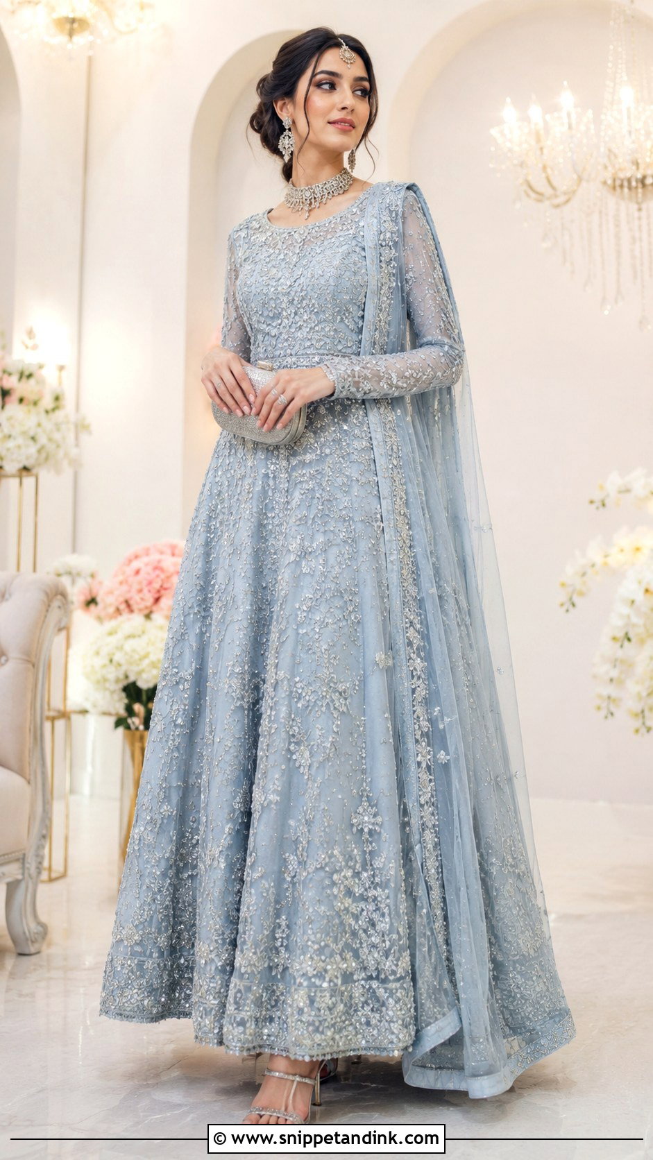 Powder Blue Valima Maxi Dress - Snippet and Ink - 25 Valima Dress for Bride Ideas