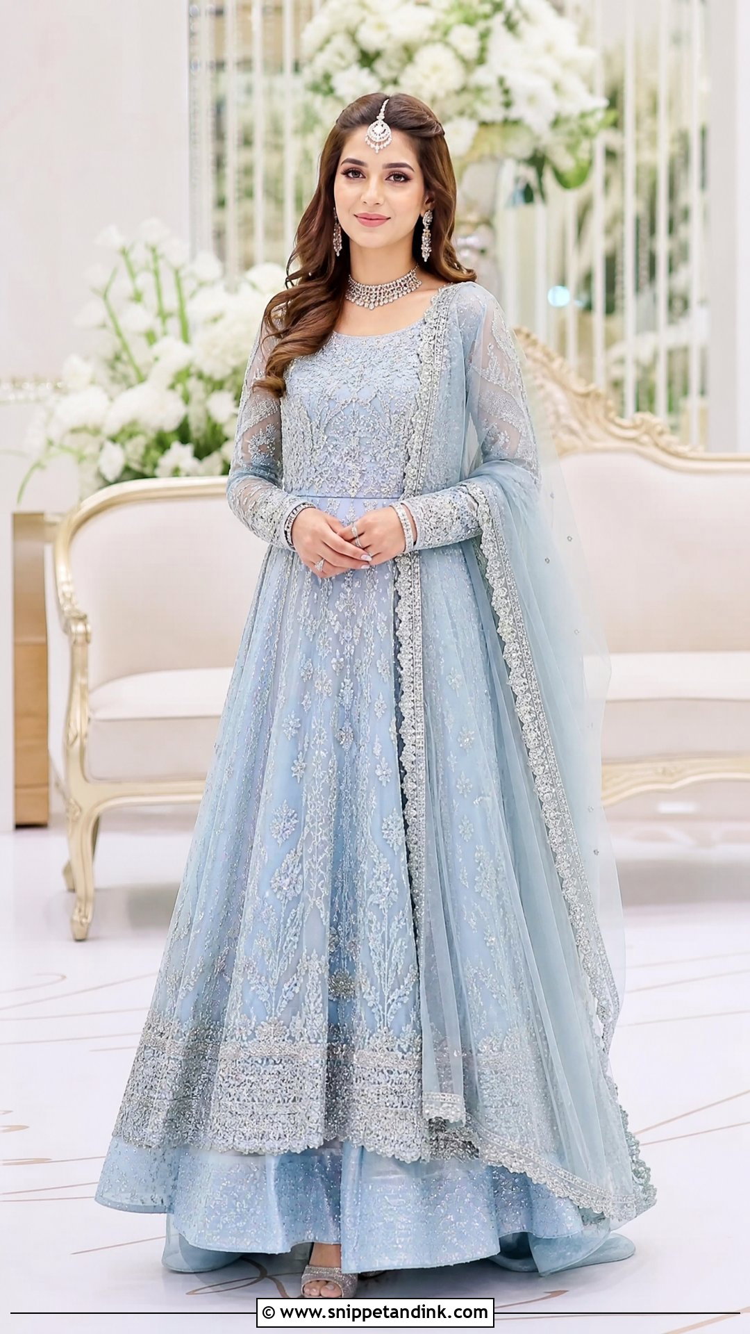 Powder Blue Waleema Dress With Pishwas - Snippet and Ink - 25 Waleema Dress Pakistani Bridal Ideas
