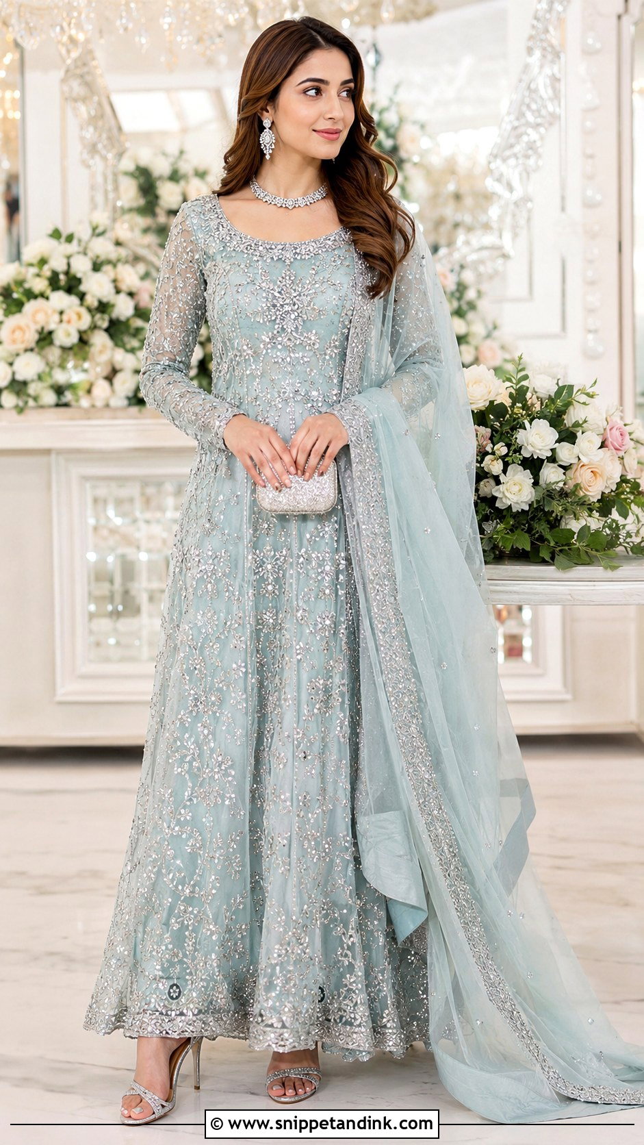 Powder Blue Walima Bridal Dress - Snippet and Ink - 25 Walima Bride Dresses