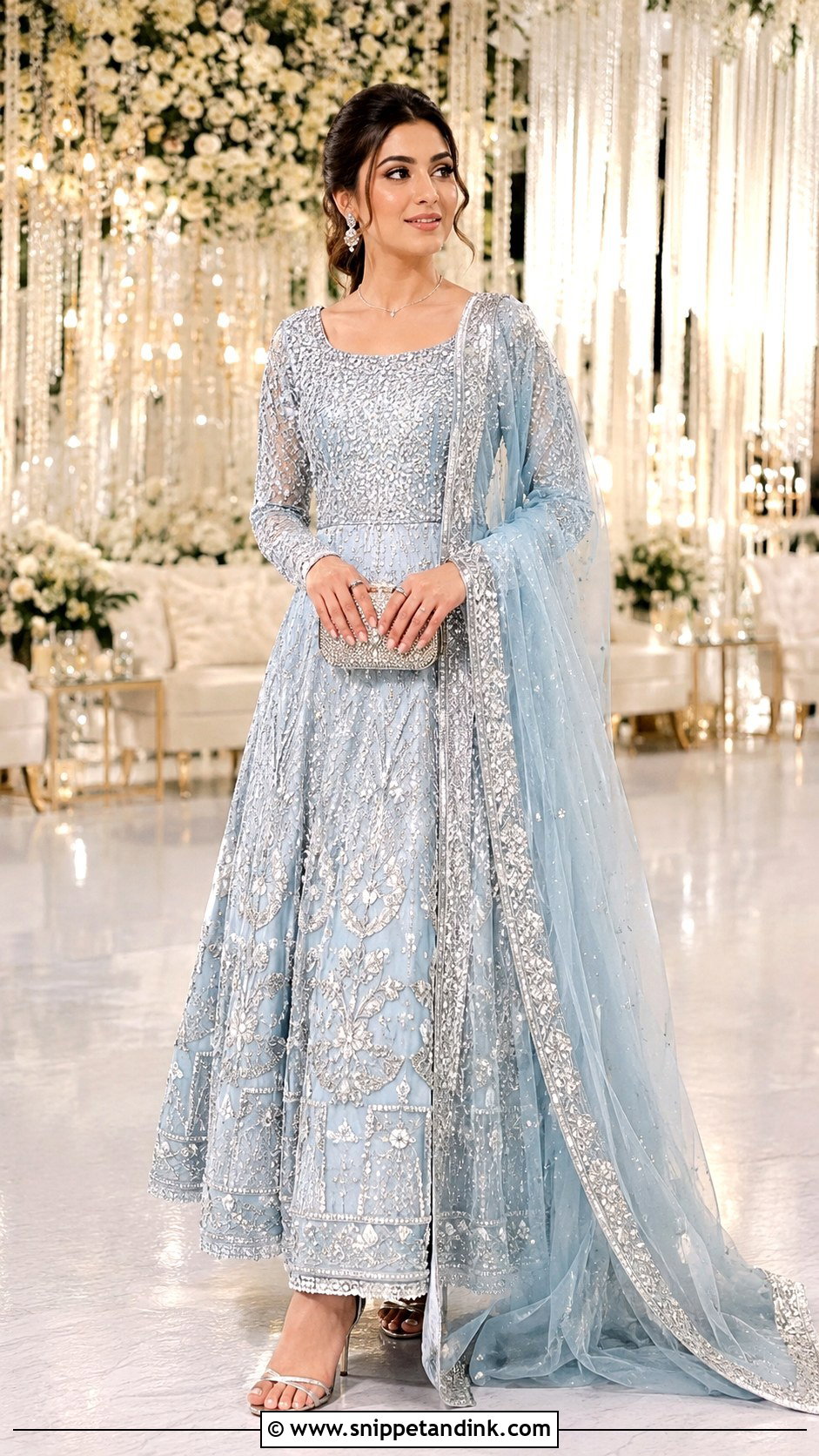 Powder Blue Walima Bridal Gown - Snippet and Ink - 20 Walima Bridal Dress Ideas