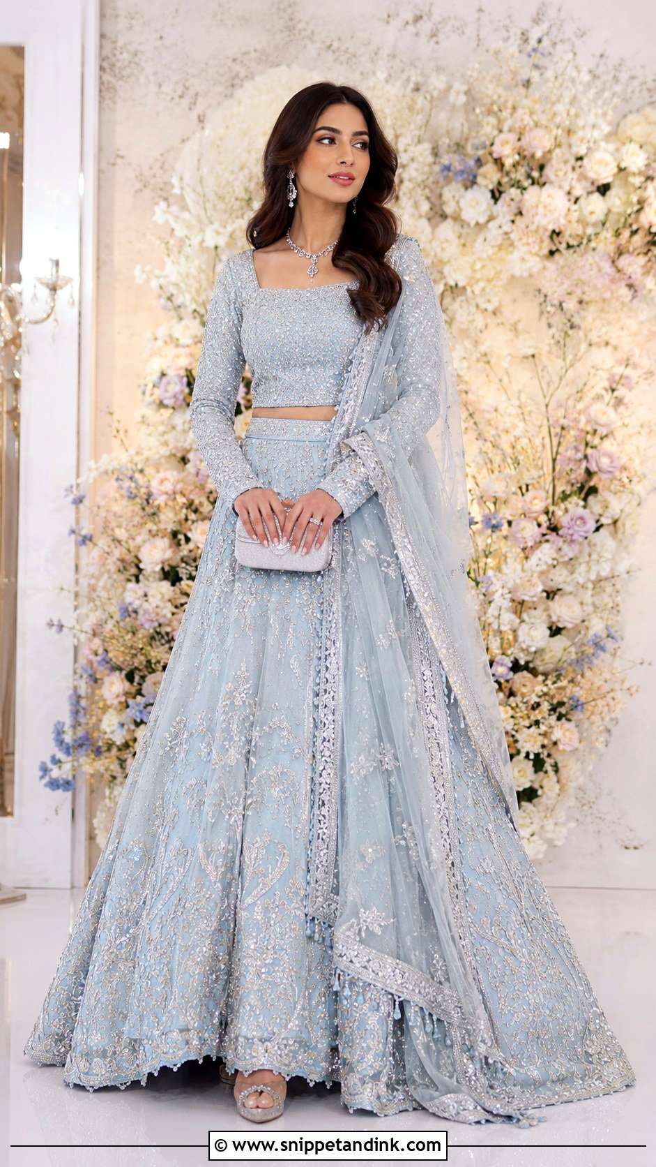 Powder Blue Walima Bridal Lehenga - Snippet and Ink - 25 Walima Bridal Dress Pakistan Ideas
