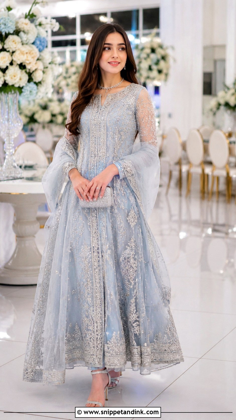 Powder Blue Walima Bridal Maxi - Snippet and Ink - 30 Walima Bridal Look Ideas