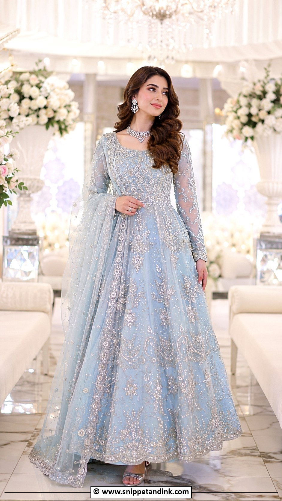 Powder Blue Walima Bridal Maxi - Snippet and Ink - 35 Walima Dresses Pakistani Brides