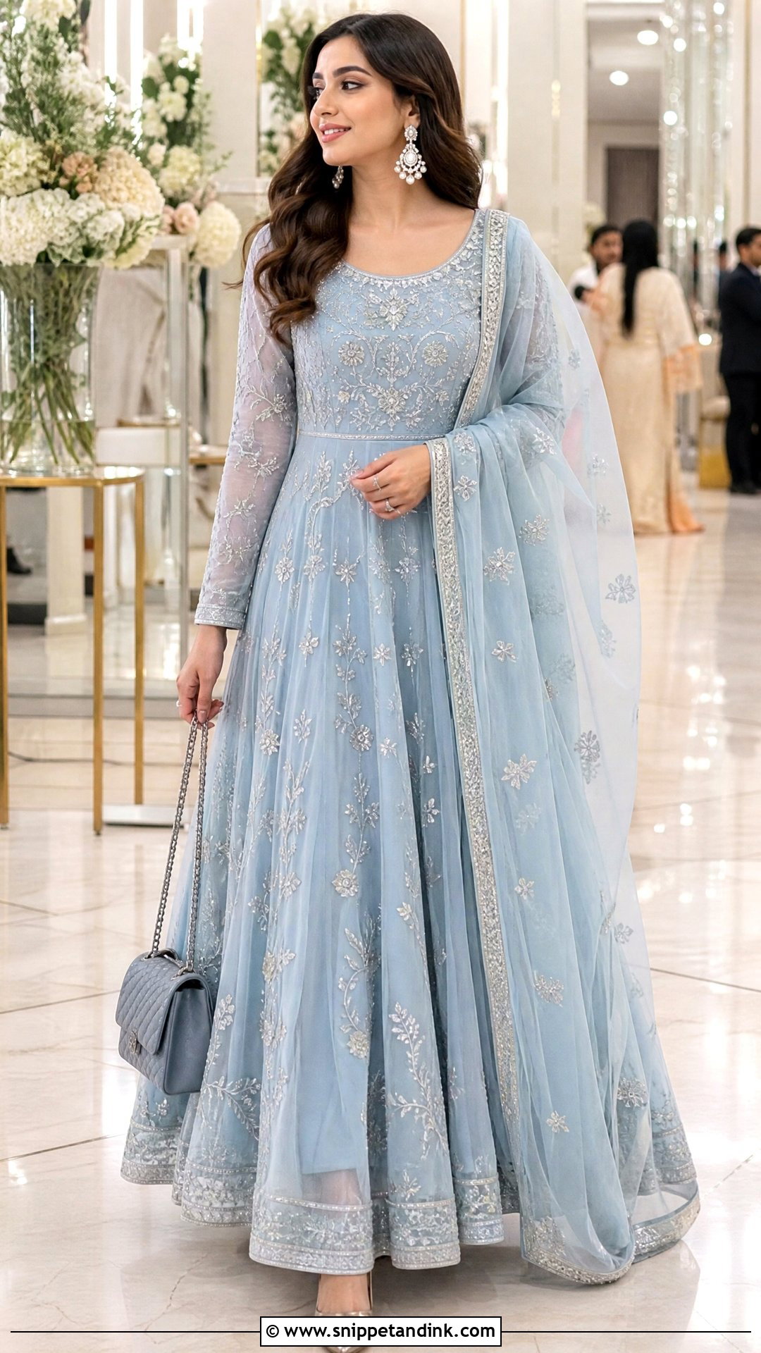 Powder Blue Walima Dress With Anarkali - Snippet and Ink - 25 Walima Dress for Bride Sister Ideas
