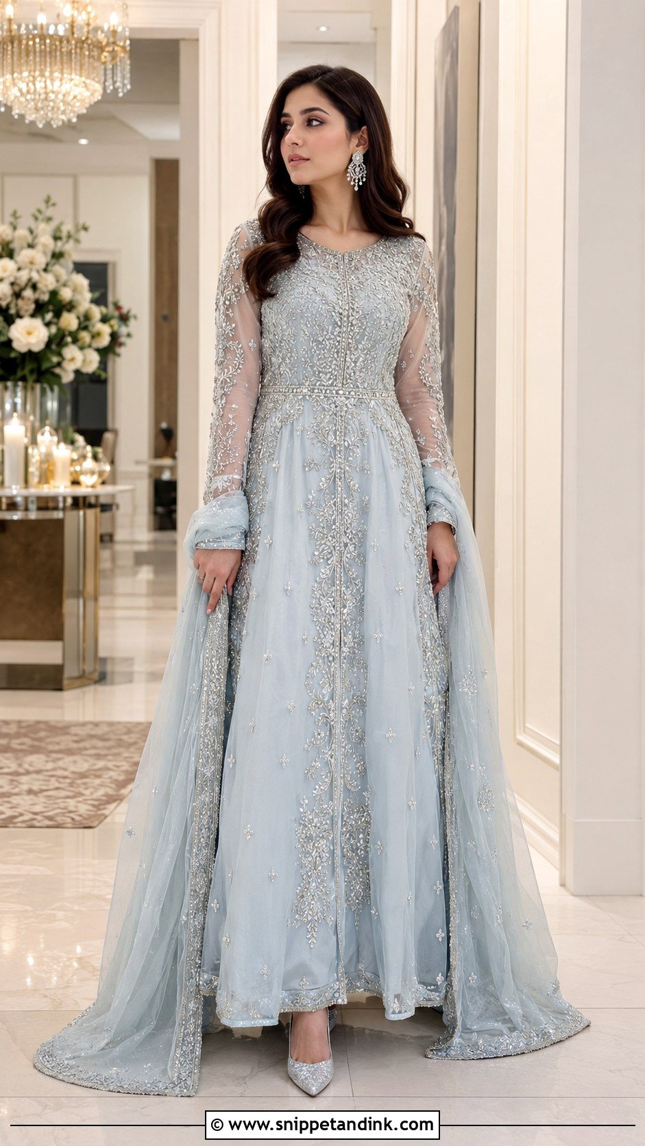 Powder Blue Walima Gown - Snippet and Ink - 20 Blue Walima Dress Ideas