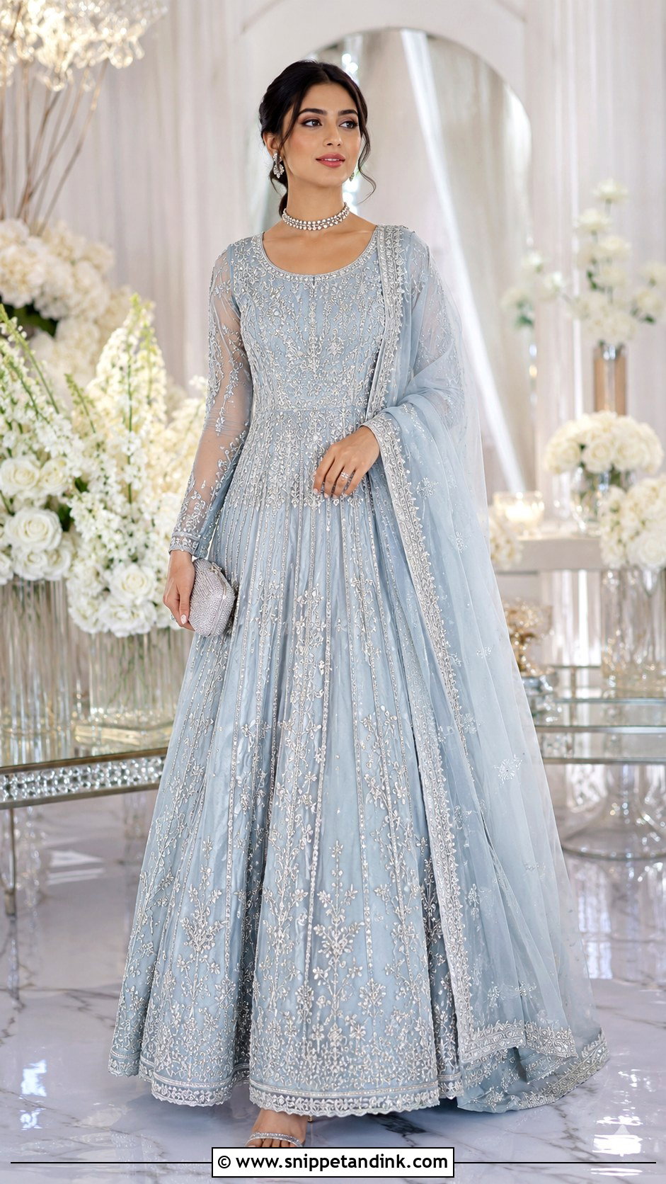 Powder Blue Walima Pishwas - Snippet and Ink - 25 Walima Outfit Ideas