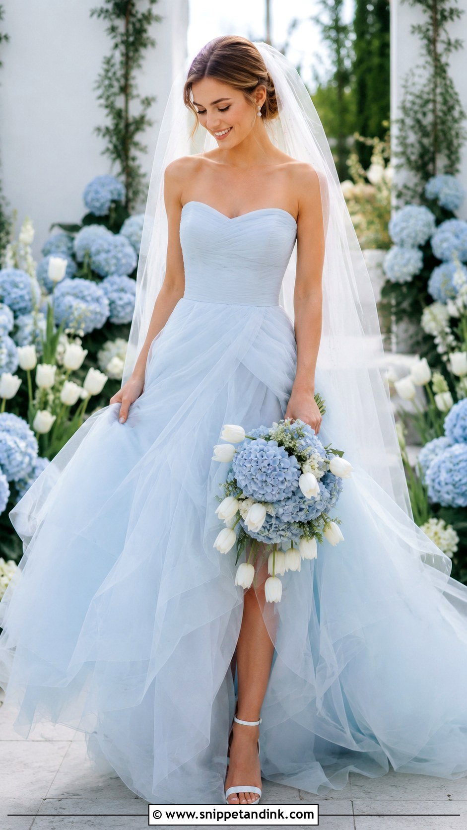 Powder Blue Wedding Gown - Snippet and Ink - 25 Colored Wedding Gowns