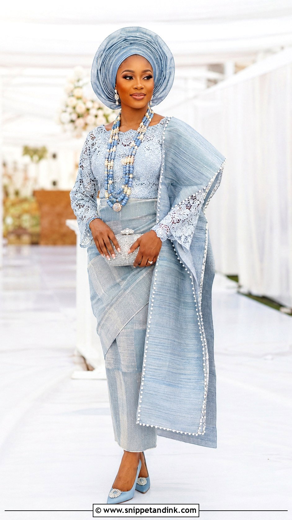 Powder Blue Yoruba Wedding Dress - Snippet and Ink - 20 Yoruba Wedding Dress Ideas