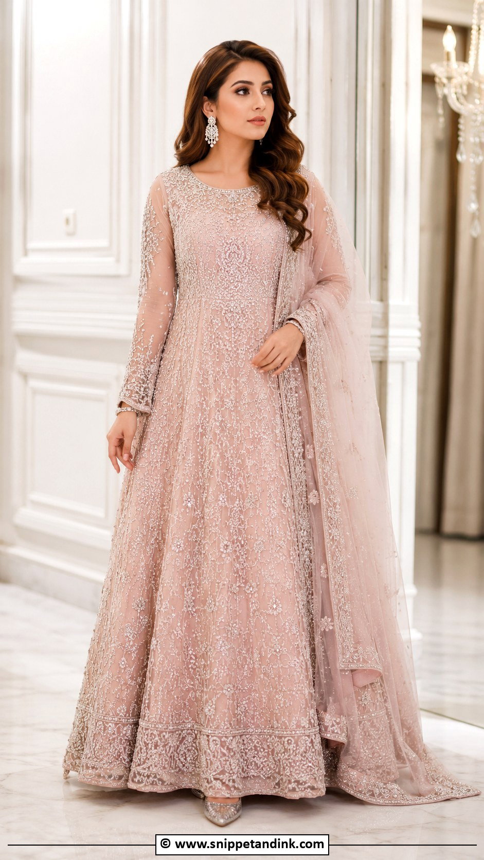 Powder Pink Pakistani Bridal Walima Gown - Snippet and Ink - 30 Pink Pakistani Bridal Dress Ideas