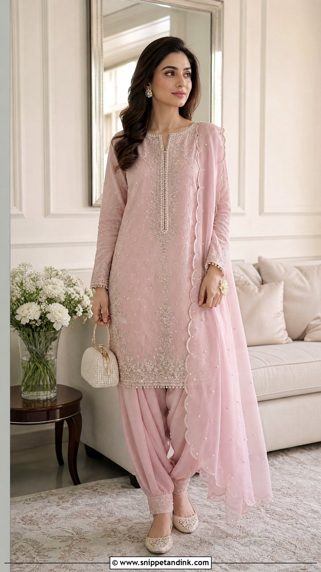 Powder Pink Shalwar Kameez Nikkah Outfit - Snippet and Ink - 20 Pink Nikkah Outfit Ideas