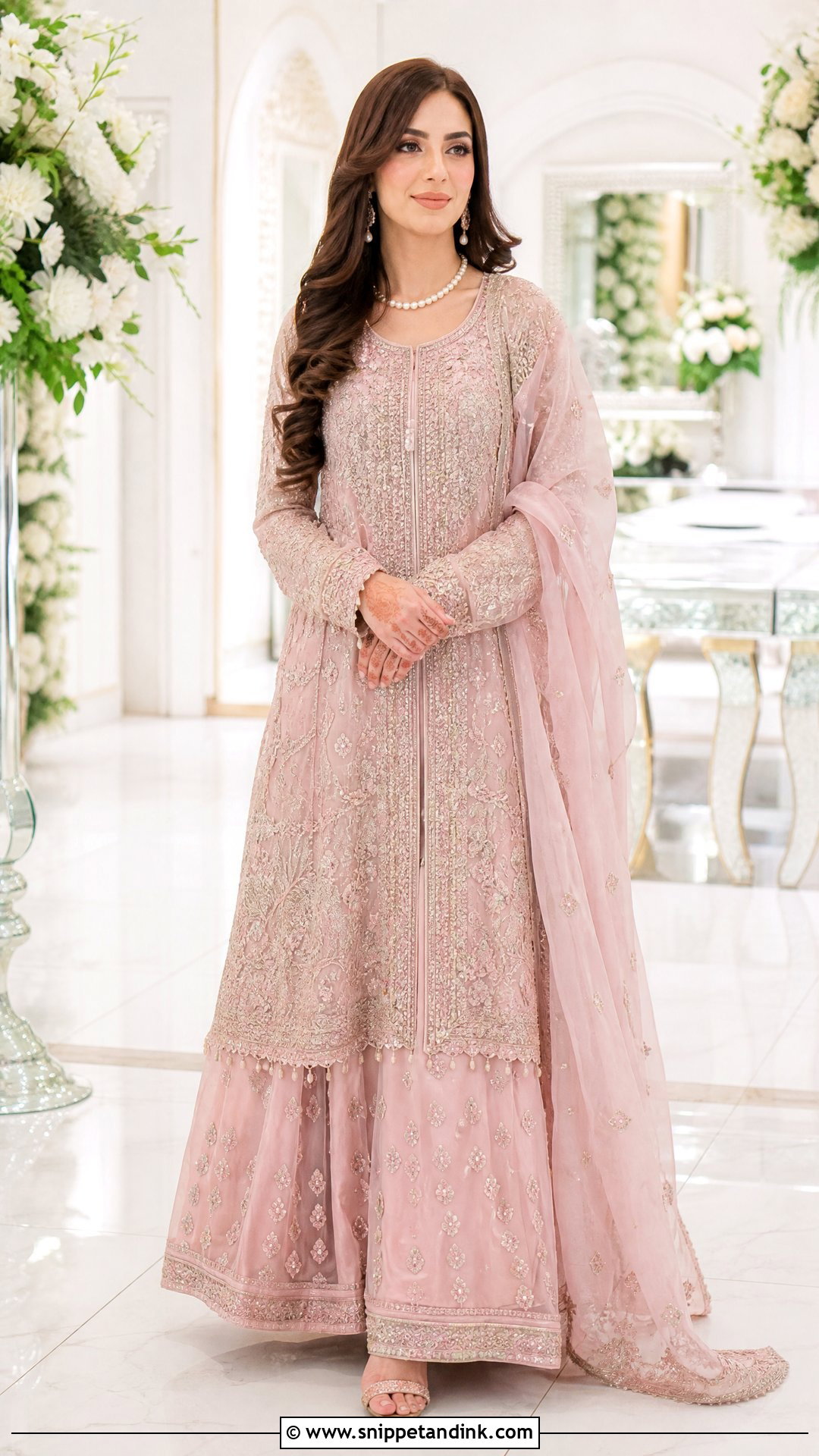 Powder Pink Waleema Dress With Long Shirt - Snippet and Ink - 25 Waleema Dress Pakistani Bridal Ideas