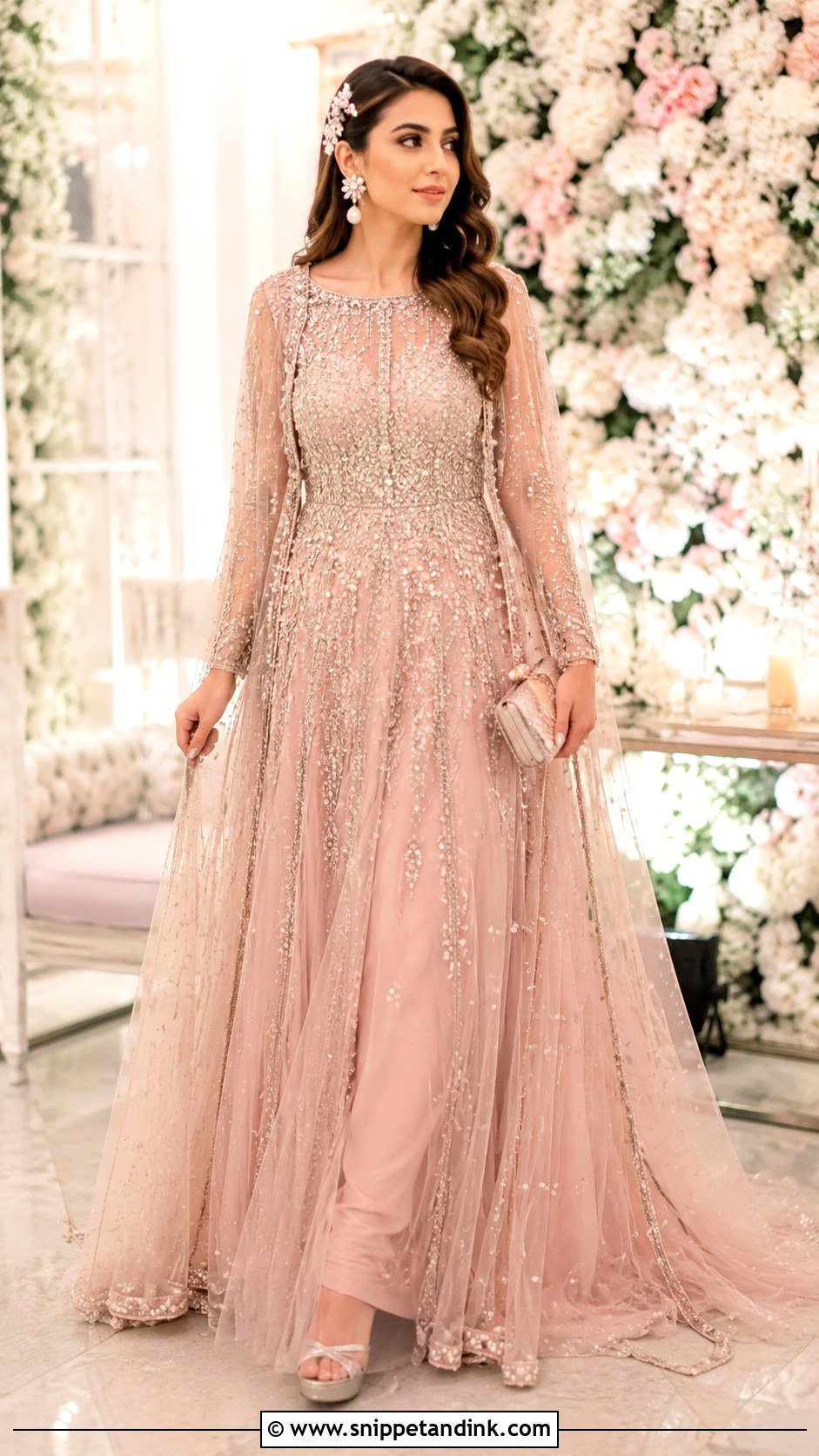 Powder Pink Walima Bridal Gown - Snippet and Ink - 30 Walima Bridal Look Ideas