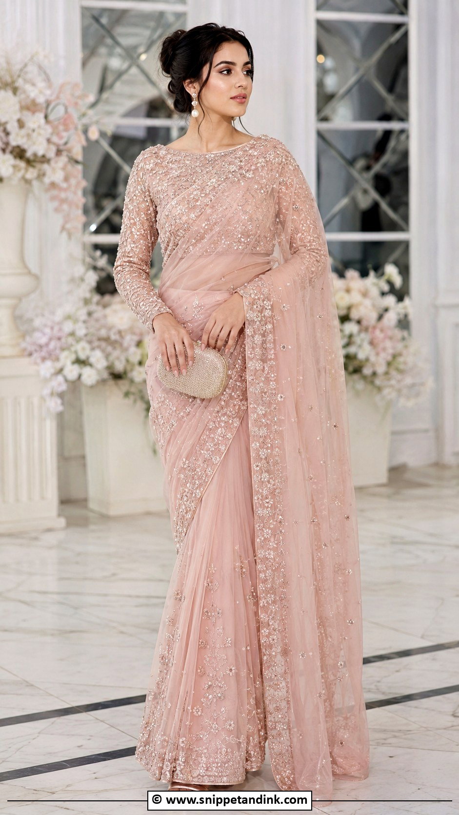 Powder Pink Walima Saree Dress - Snippet and Ink - 35 Walima Dresses Pakistani Brides