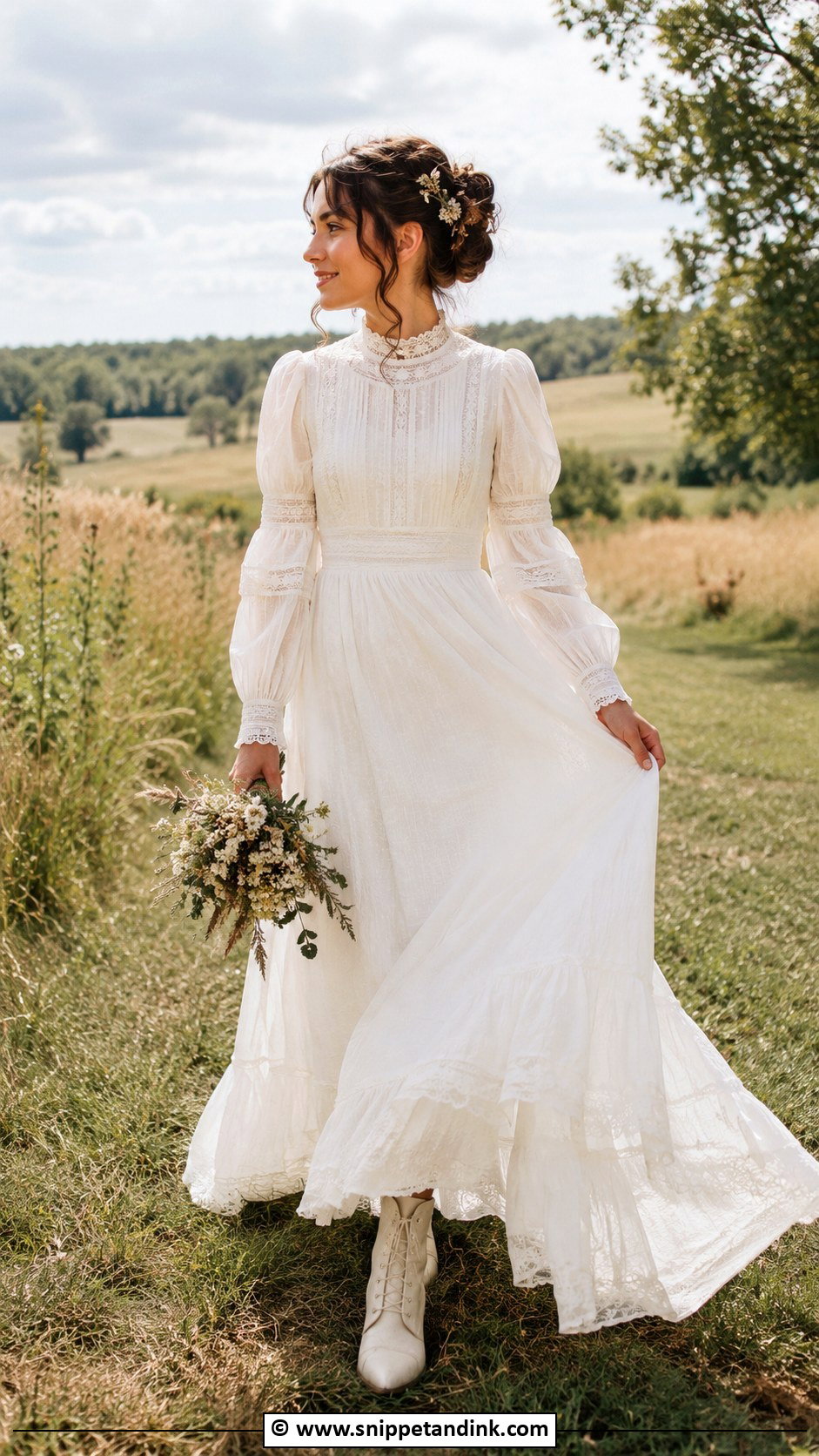 Prairie Cottagecore Wedding Dress - Snippet and Ink - 30 Cottagecore Wedding Dress Ideas