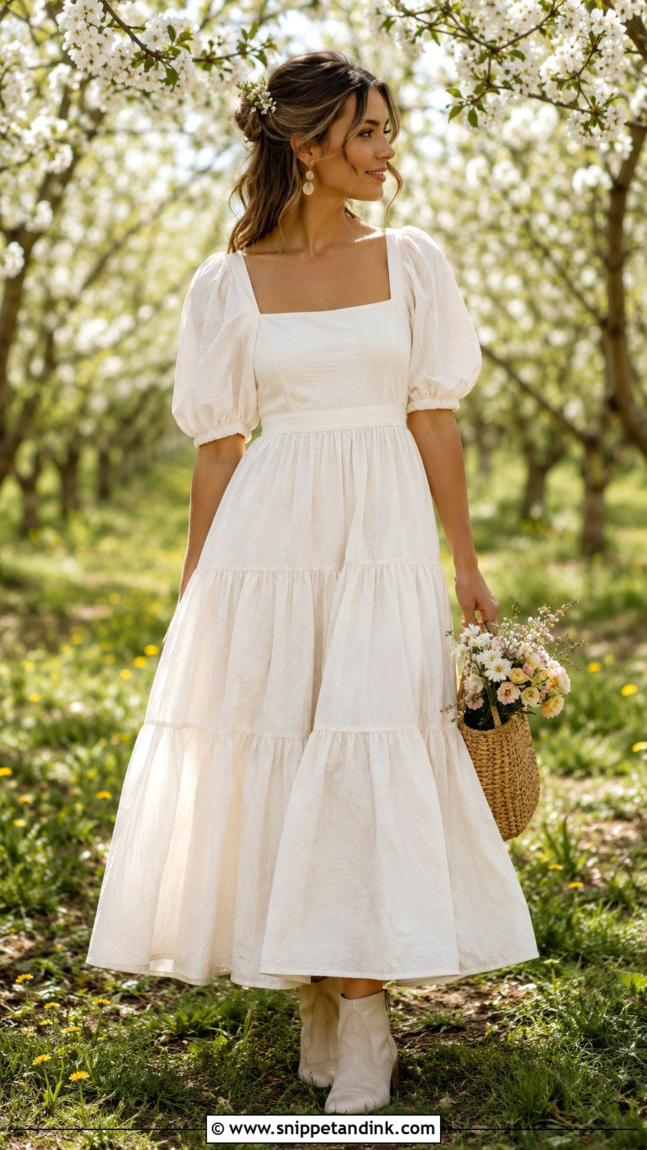 Prairie Wedding Dress With Puff Sleeves - Snippet and Ink - 20 Granola Wedding Dress Ideas