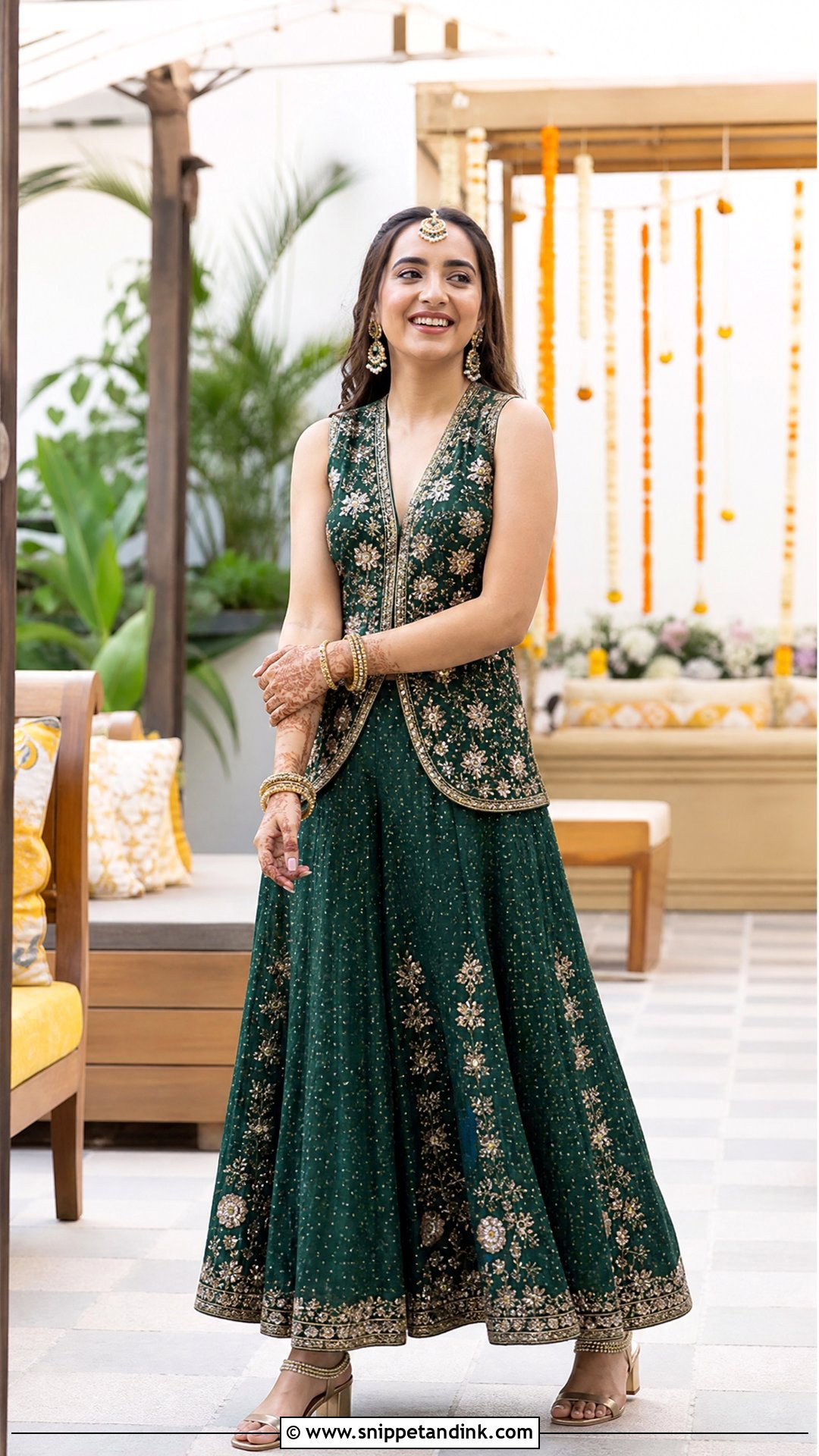 Prajakta Koli Embroidered Waistcoat Skirt Set - Snippet and Ink - 20 Prajakta Koli Wedding Outfits