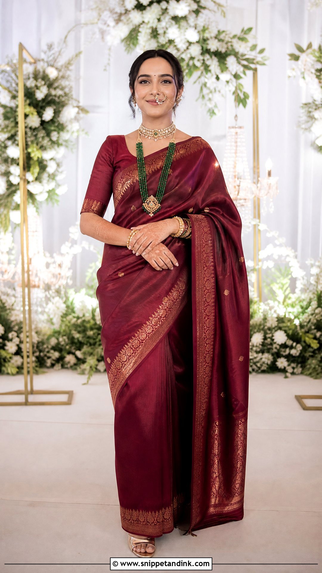 Prajakta Koli Green Tilhari Reception Saree - Snippet and Ink - 20 Prajakta Koli Wedding Outfits